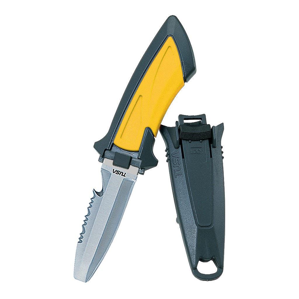 TUSA Imprex Mini Dive Knife - Compact Stainless Steel Scuba Diving Tool for Underwater Safety & Emergency Cutting - Perfect for Snorkeling, Spearfishing & Marine Adventures