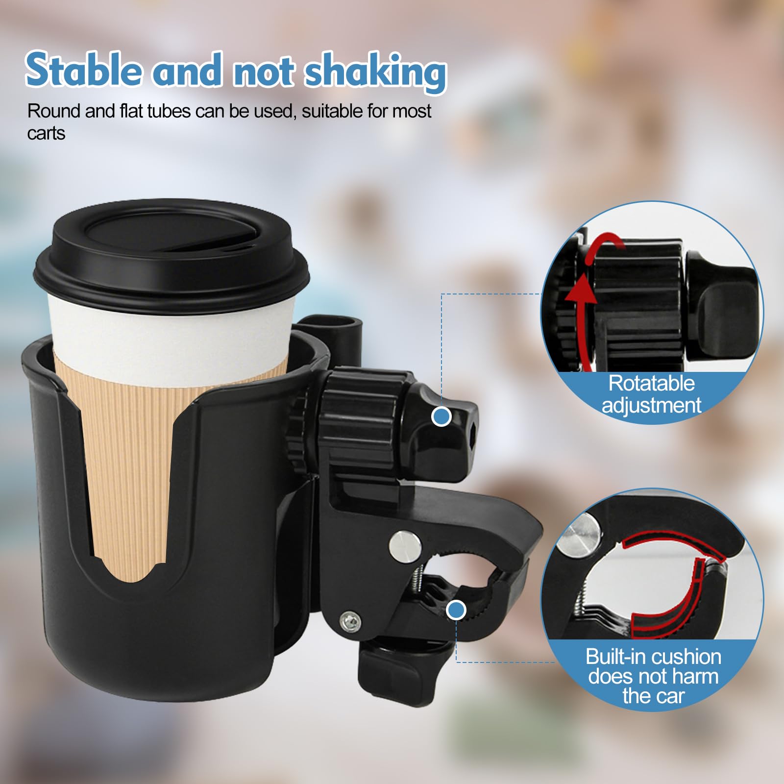 Universal Electric Wheelchair Cup Holder with Phone Mount - Adjustable Bottle Holder for Wheelchairs, Walkers, Bikes, Scooters & Strollers (Uppababy Compatible) - Perfect for Outdoor Activities, Travel & Daily Mobility Needs