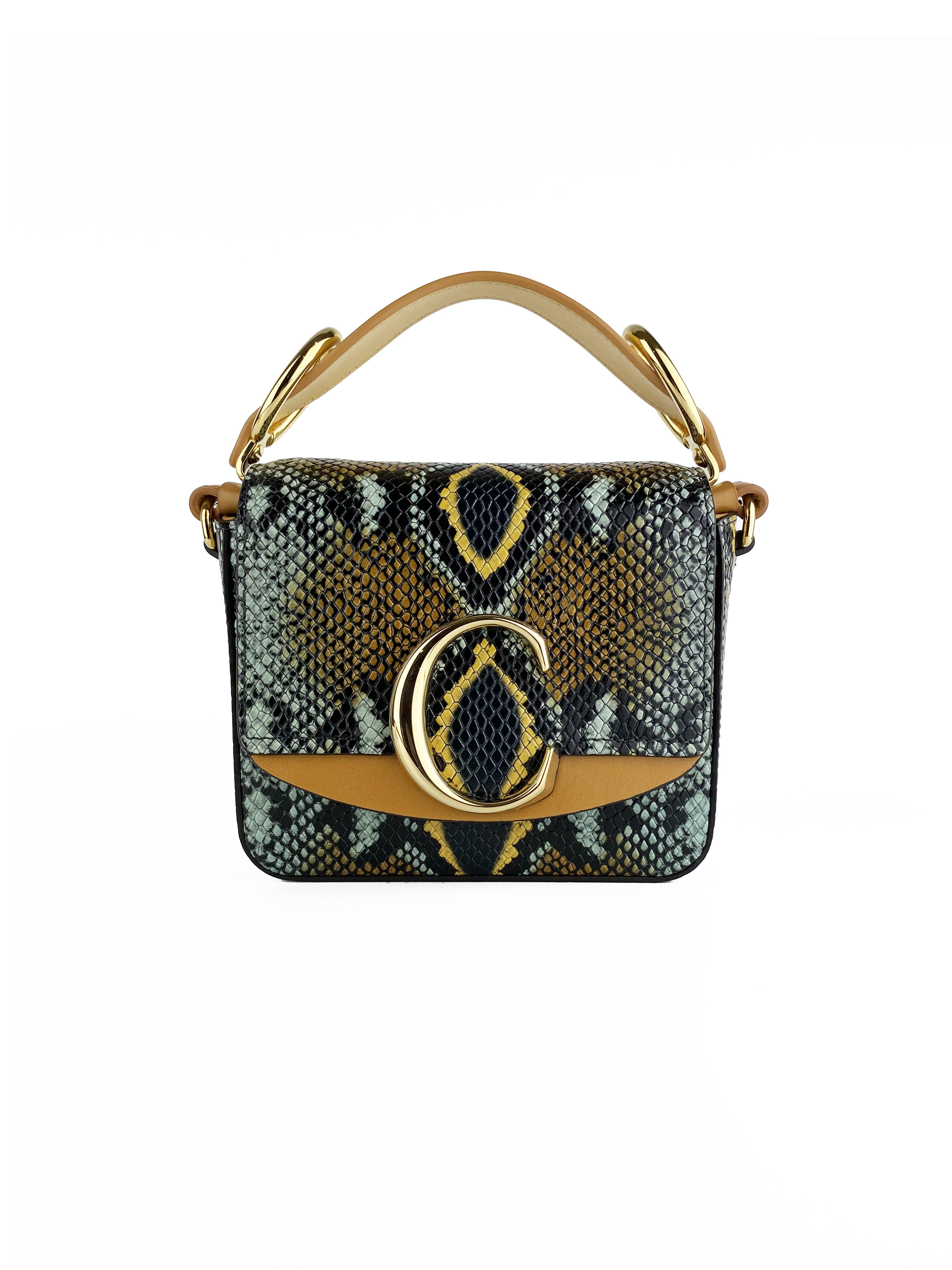 Chloe C Mini Python Leather Crossbody Bag for Women - Luxury Designer Handbag for Evening Parties, Date Nights & Special Occasions