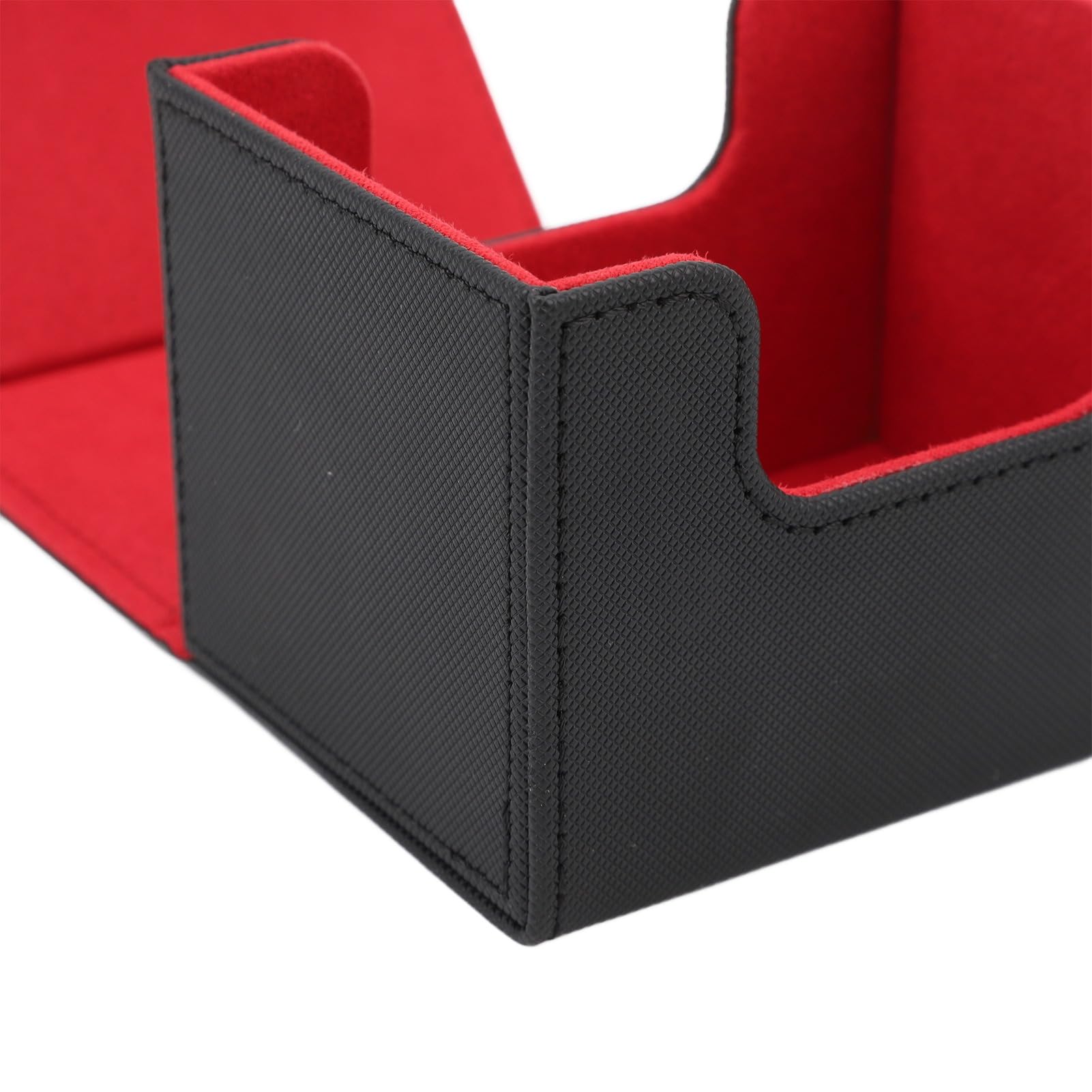 Premium Playing Card Storage Box - ScratchProof Magnetic Lid Deck Holder for Tarot, Poker & Collectible Cards (Black/Red) - Perfect for Game Nights, Travel & Card Collection Organization