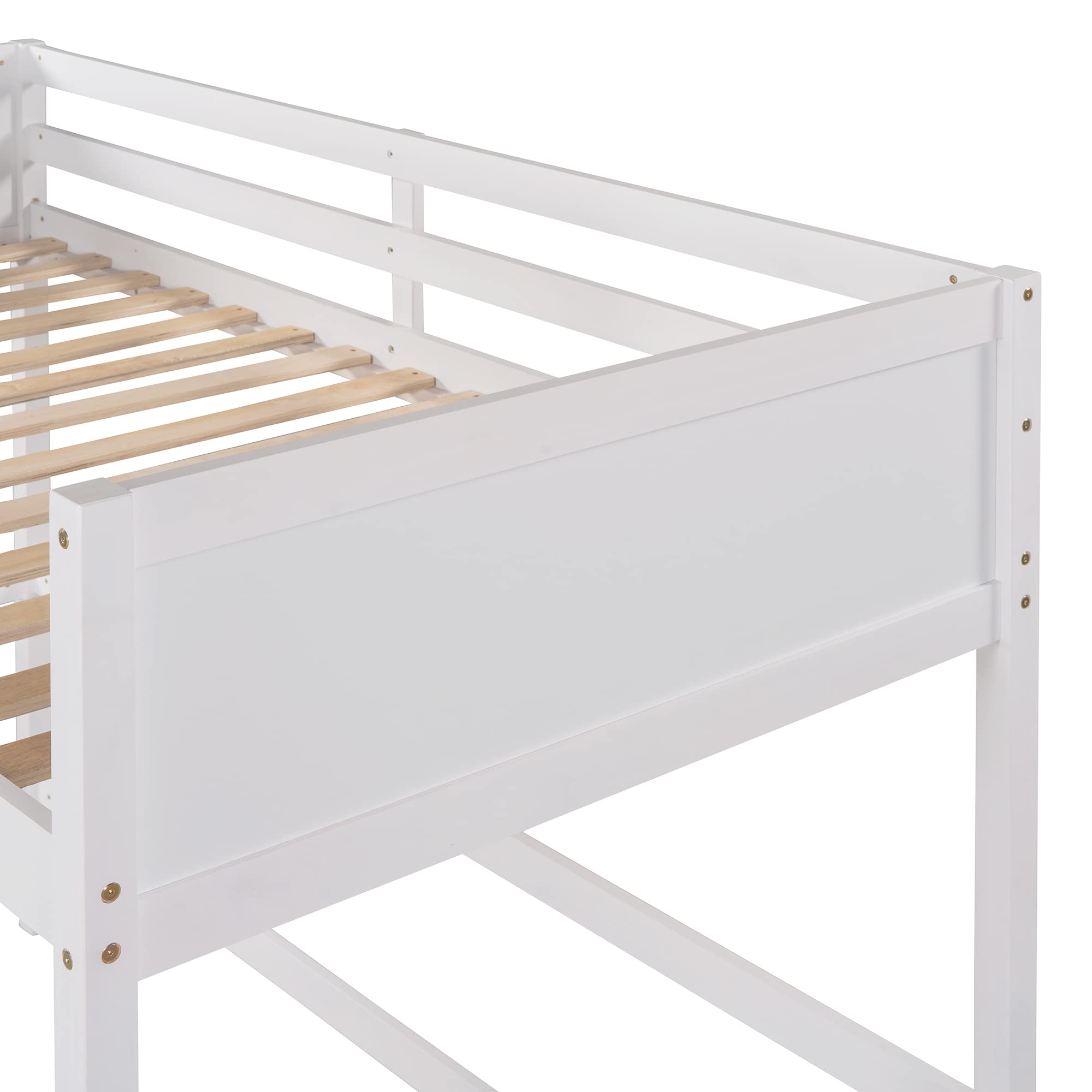 Harper & Bright Designs Twin Wooden Loft Bed with Angled Ladder - Sturdy High Loft Bed Frame for Kids & Teens, No Box Spring Needed, White - Perfect for Small Bedrooms, Dorm Rooms & Space-Saving Kids Rooms