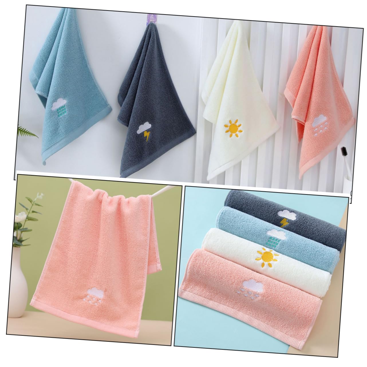 HAPINARY 4-in-1 Baby Bath Set - Soft Cotton Towels, Hand Towel, Bath Towel & Burp Cloth for Newborns & Infants | Gentle Skin Care, Baby Shower Gift, Nursery Essentials