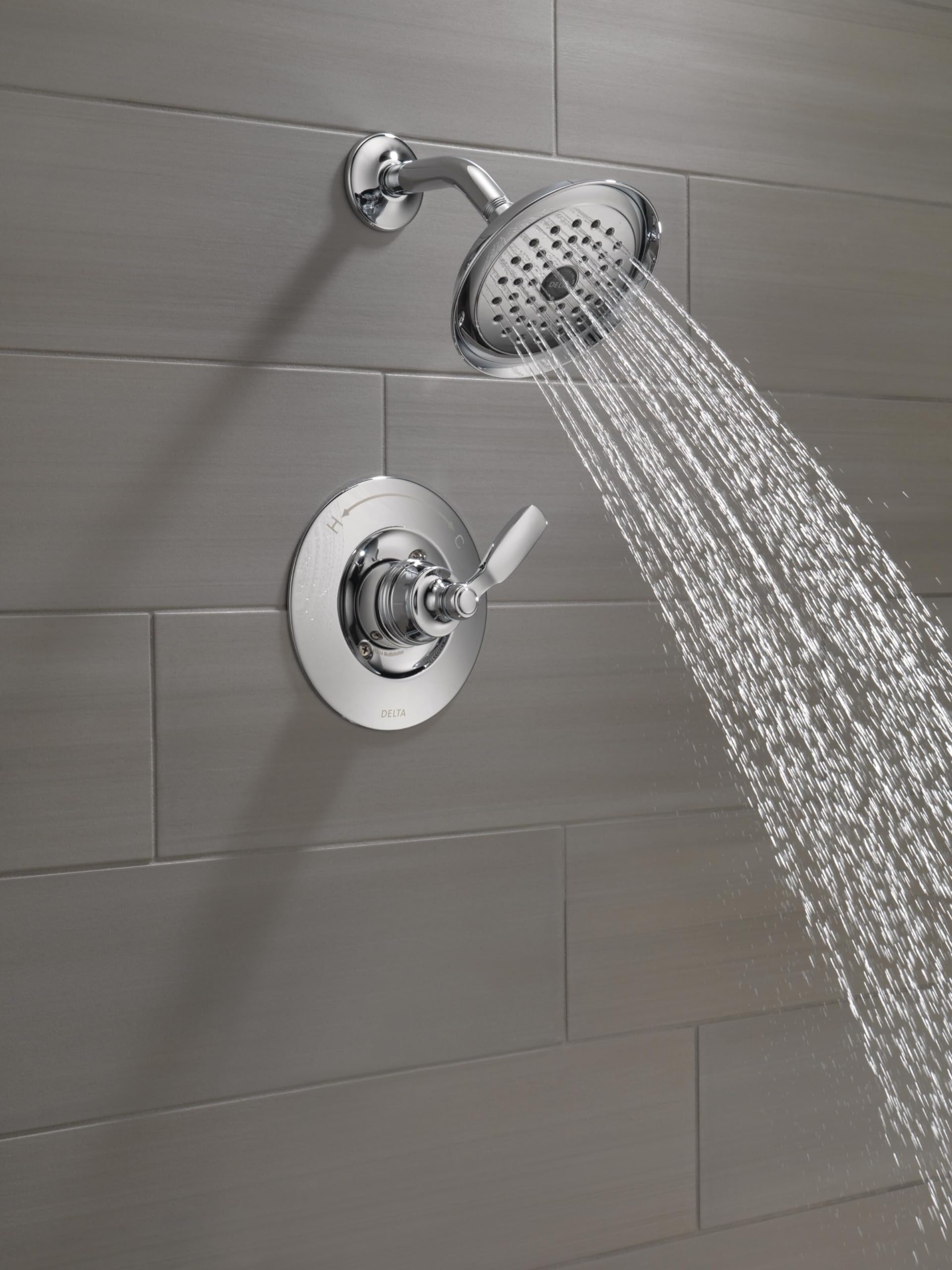 Delta Faucet Woodhurst 14 Series Single-Handle Chrome Shower Faucet & Trim Kit with Single-Spray Shower Head - T14232 (Valve Not Included) - Perfect for Modern Bathroom Renovations & Spa-Like Shower Experience