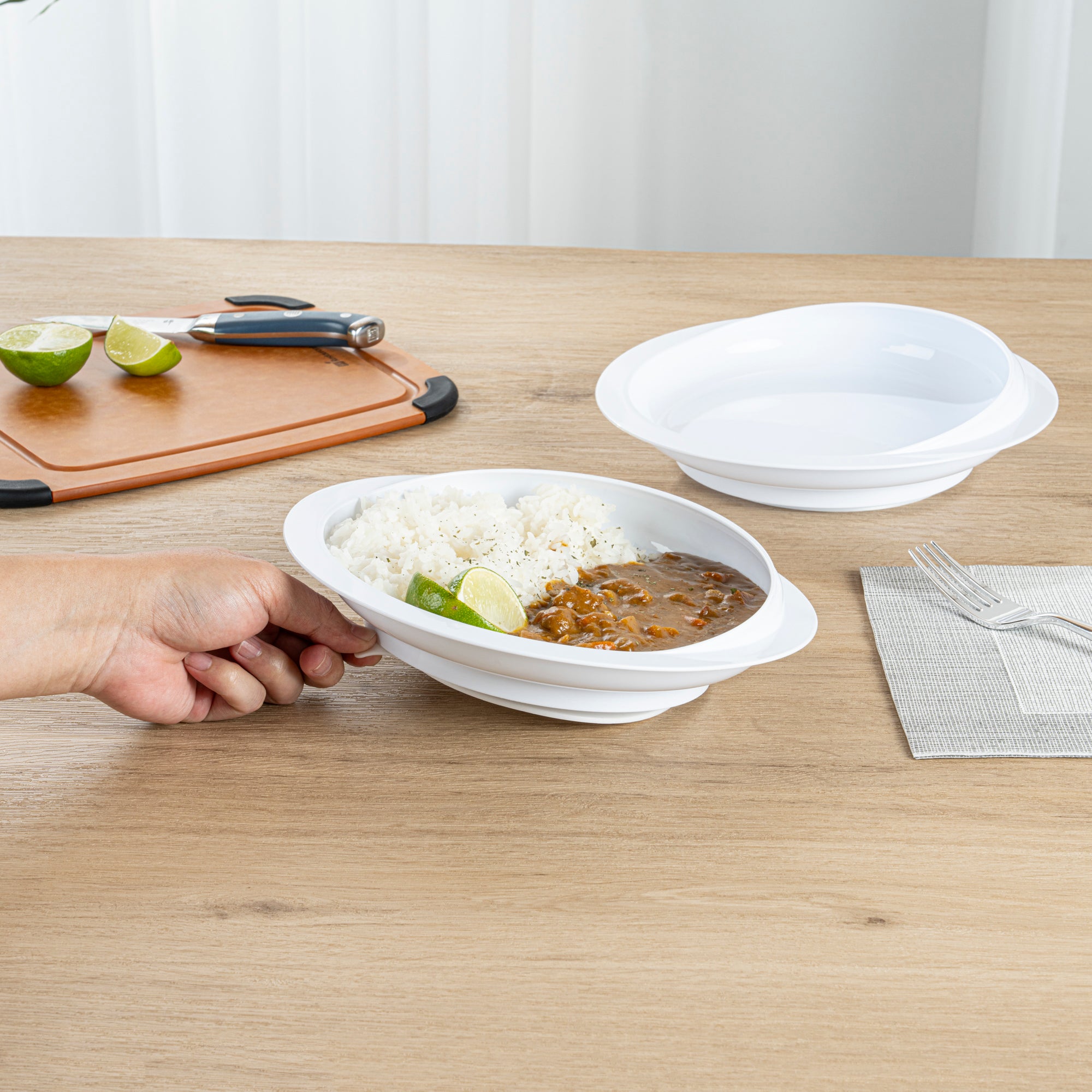 Adapt Tek Round White Plastic Scoop Plate - Spillproof Suction Base Bowl (9x9x2.25 Inches) - Perfect for Baby Feeding, Pet Food & Snack Serving - 1 Count Box
