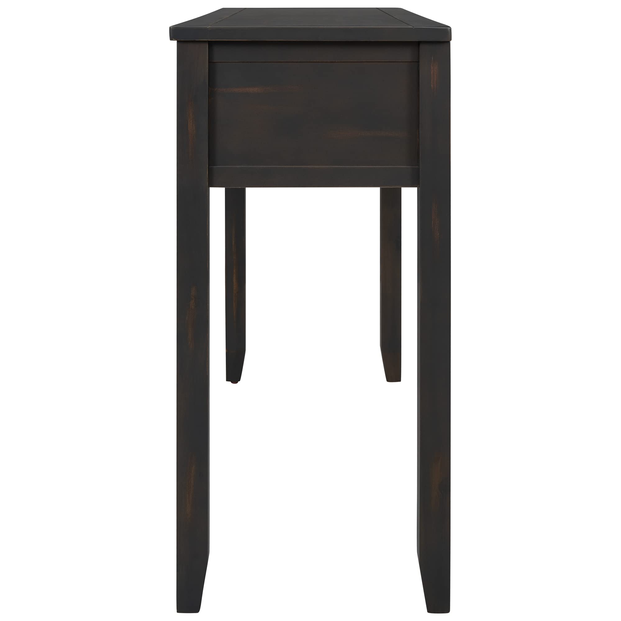 Modern Retro Style Console Table with 3 Storage Drawers - Solid Wood Sofa Table, Entryway Sideboard & Hallway Buffet Table - Perfect for Living Room Decor, Small Space Organization & Entry Storage (Brown-2)