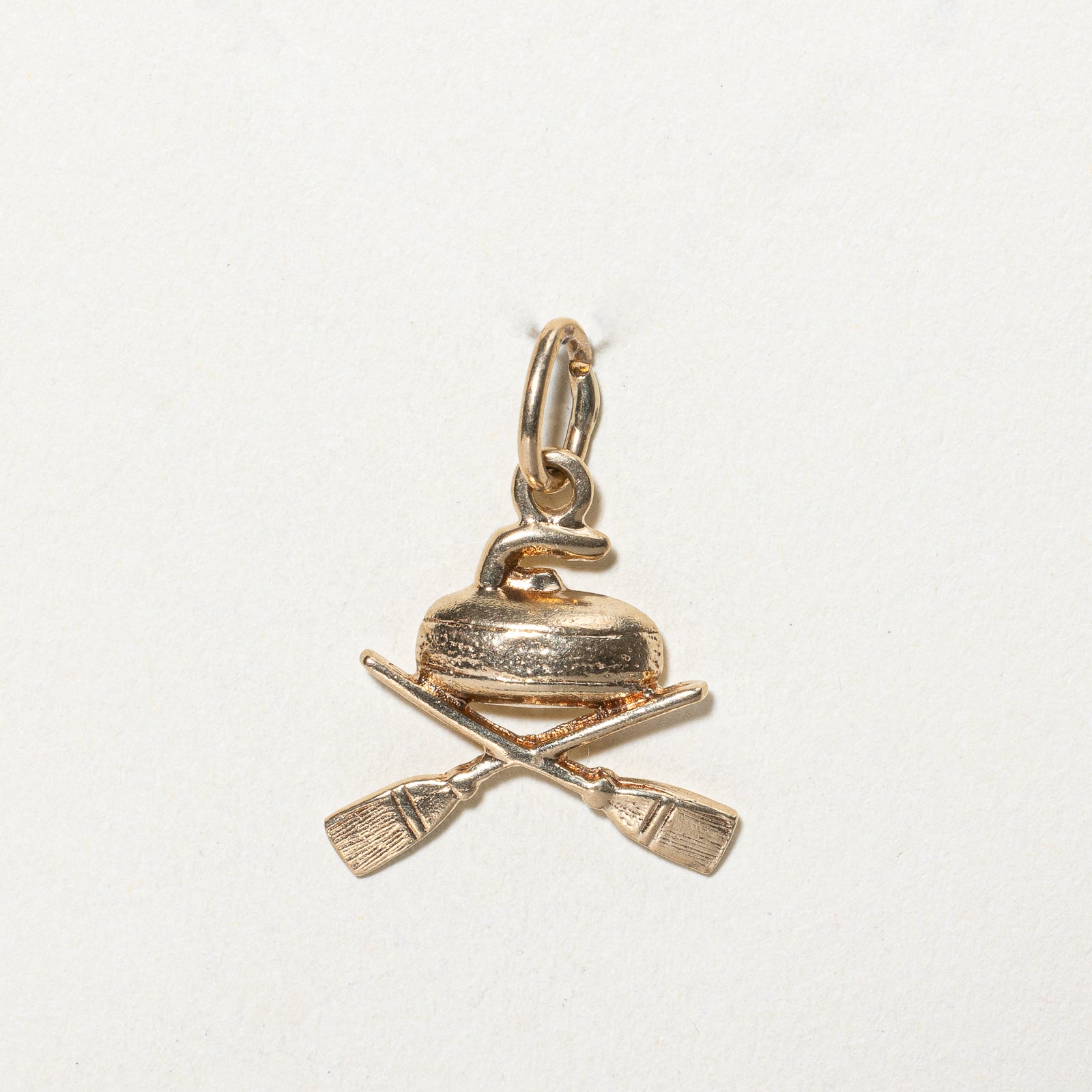 10K Yellow Gold Curling Charm Pendant Necklace - Elegant Sports Jewelry for Athletes, Gymnasts & Ice Skaters - Perfect Gift for Sports Lovers & Competitions
