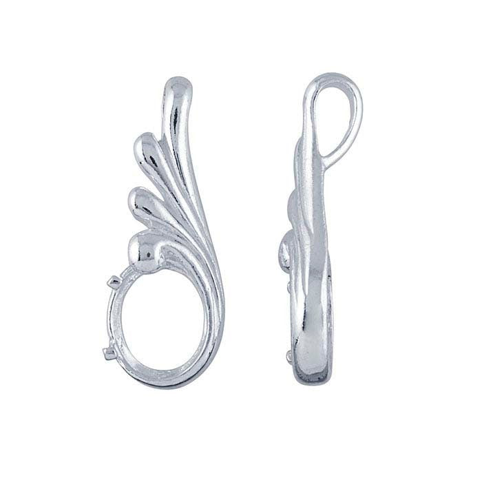 Sterling Silver 10x8mm Oval Cabochon Pendant Setting - Prong Mounting for Gemstones, Jewelry Making Supplies | Perfect for DIY Necklaces, Earrings & Handmade Gifts