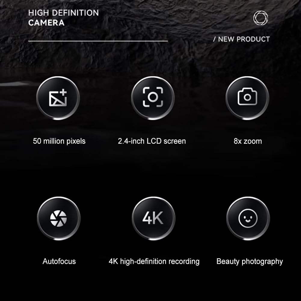 LYEAA 4K 50MP Digital Camera with 8x Optical Zoom, WiFi, Auto Focus & Fill Light - Vlogging, Travel Photography & YouTube Content Creation Camera
