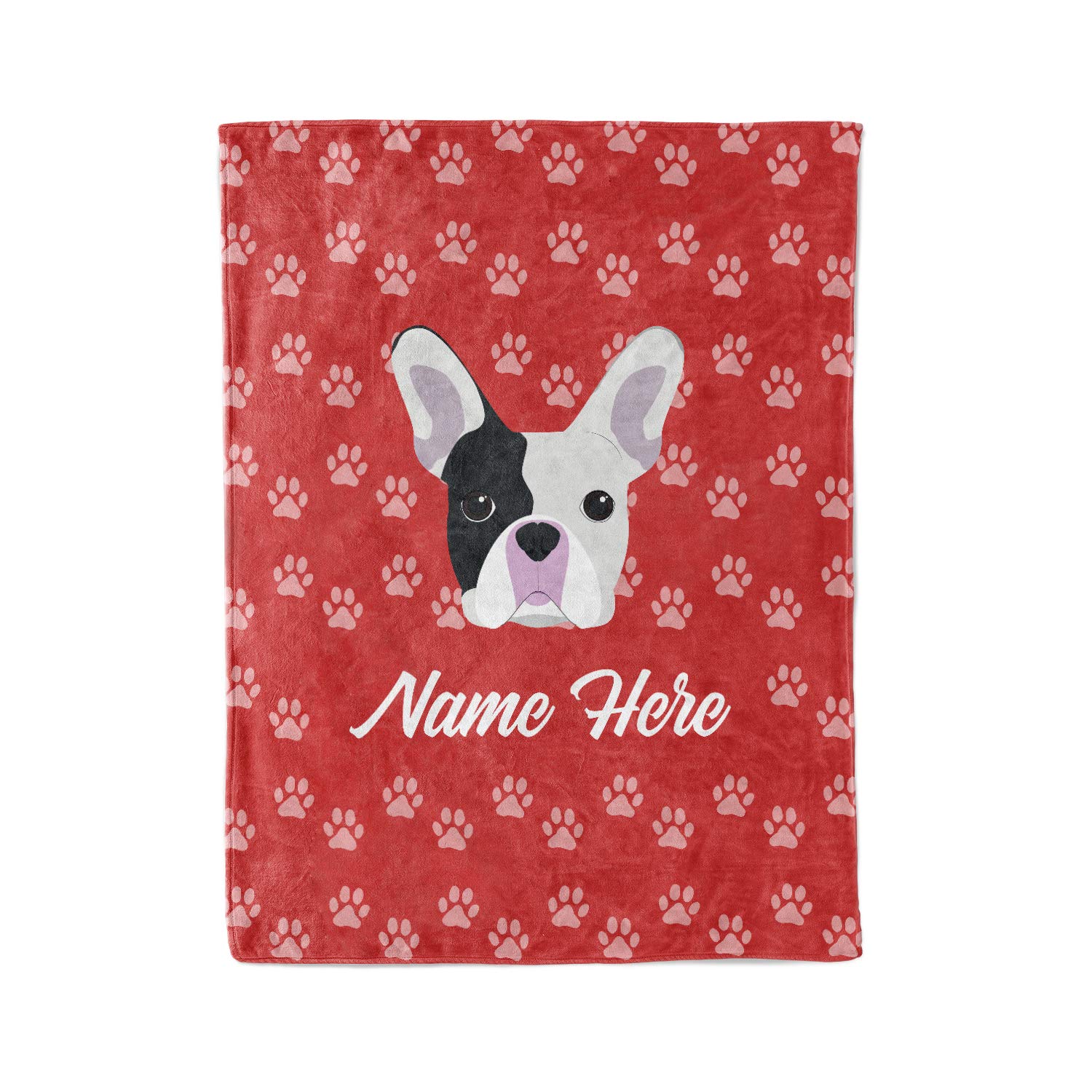 Personalized Custom Pet Frenchie Fleece & Sherpa Throw Blanket - Soft Cozy Blankets for Men, Women, Kids & Babies | Perfect Gift for Dog Lovers, Moms & Dads | Ideal for Bedtime, Couch & Travel Use