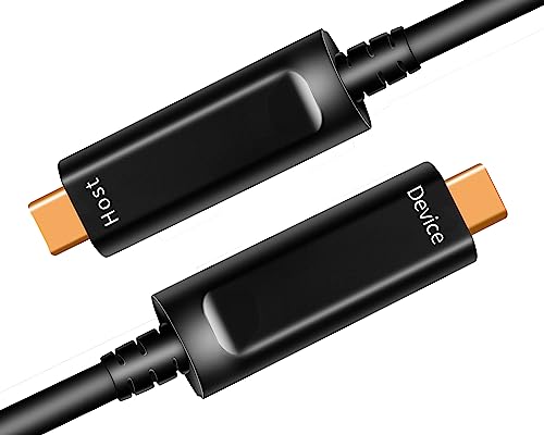 DWLCWY 50ft USB C to USB C Fiber Optic Cable - 10Gbps High-Speed USB 3.2 Gen2 Active Optical Cable for VR Headset, Webcam, Laptop, Camera, Projector - Perfect for Long-Distance 4K Video Streaming & Fast Data Transfer