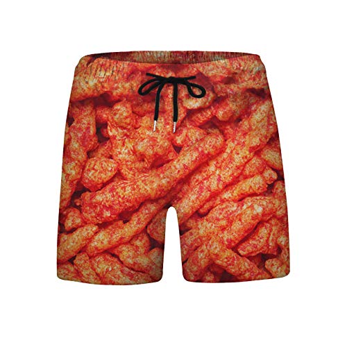 Men's 3D Printed Beach Swim Shorts - Quick Dry Summer Shorts with Realistic Food Design for Swimming, Surfing & Casual Wear