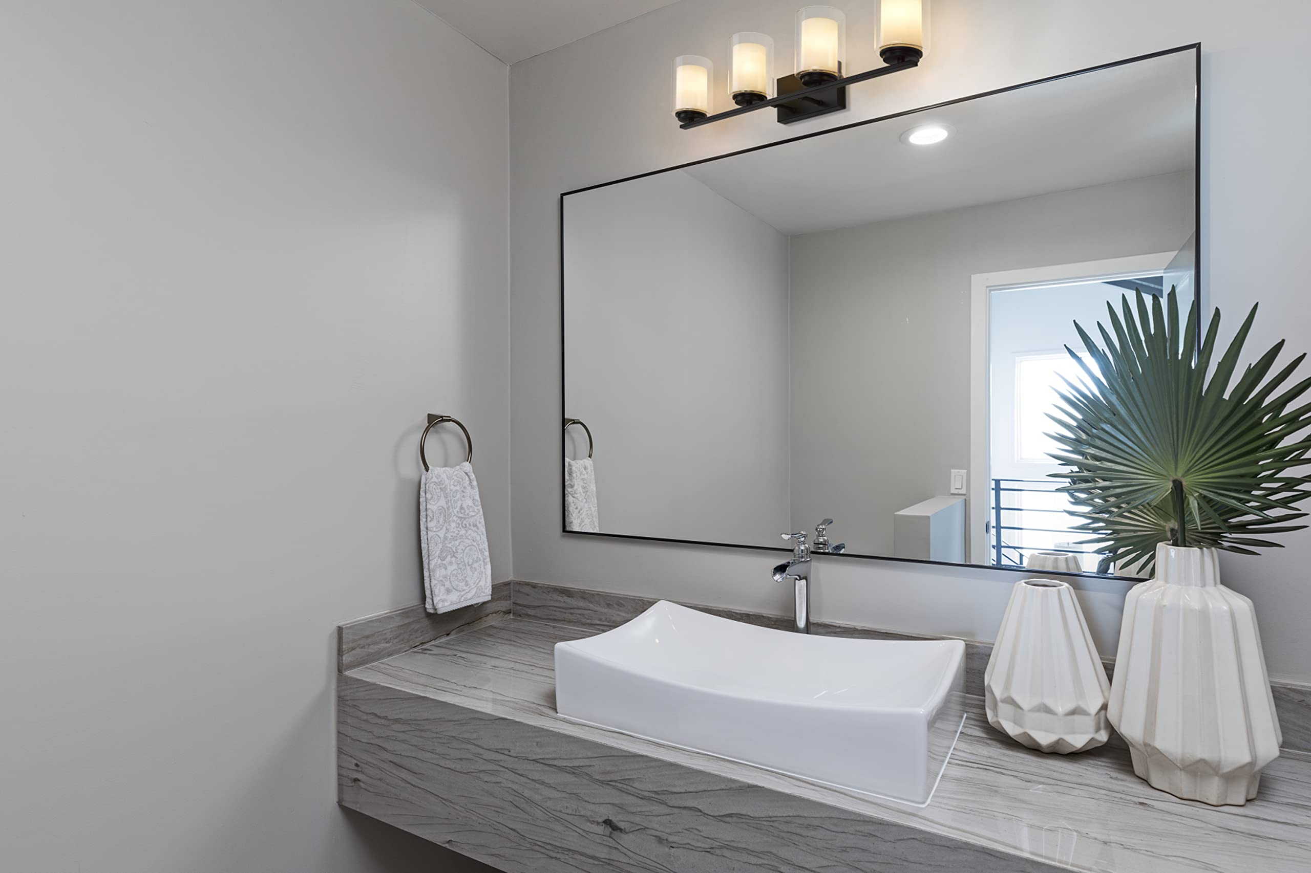 Z-Lite 426-4V-OB 4-Light Bathroom Vanity Light Fixture in Olde Bronze Finish - Perfect for Modern Bathroom and Powder Room Lighting