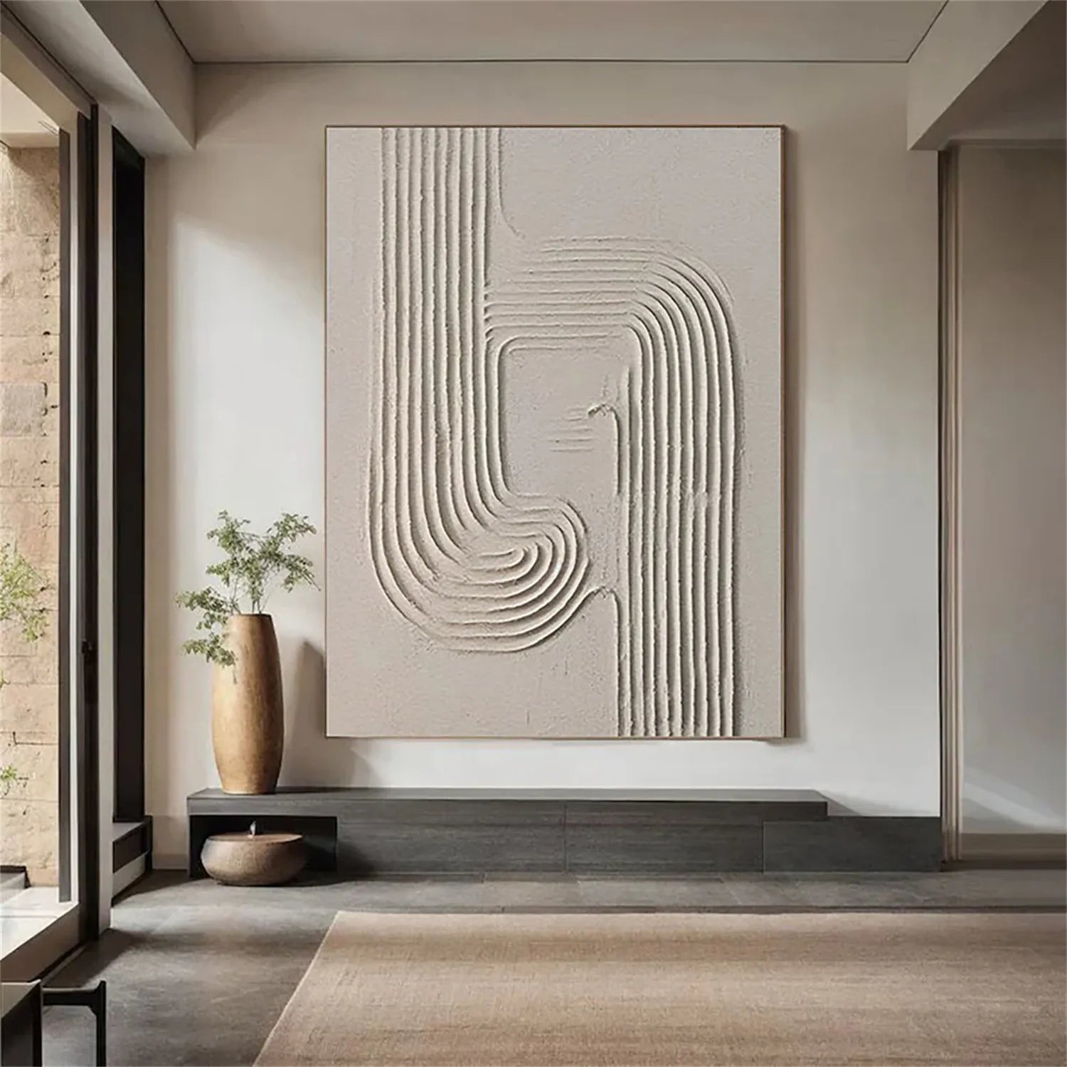 Beige & Brown Abstract Art Print #BB105 - Modern Wall Decor for Living Room, Bedroom & Office