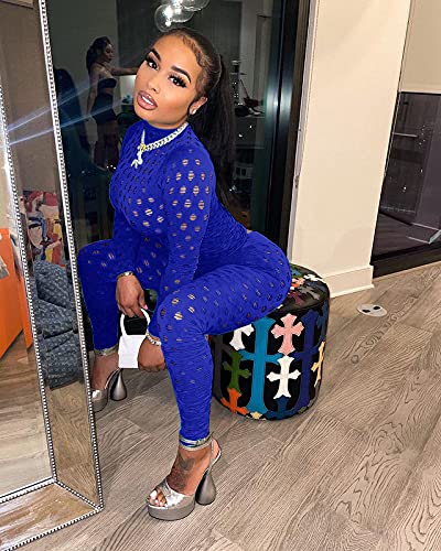 Sexy Women's Club Outfits - Long Sleeve Bodysuit Jumpsuit with Bodycon Leggings | Nightclub, Party & Date Night Outfits for Women | Fashion One-Piece Pants Suit