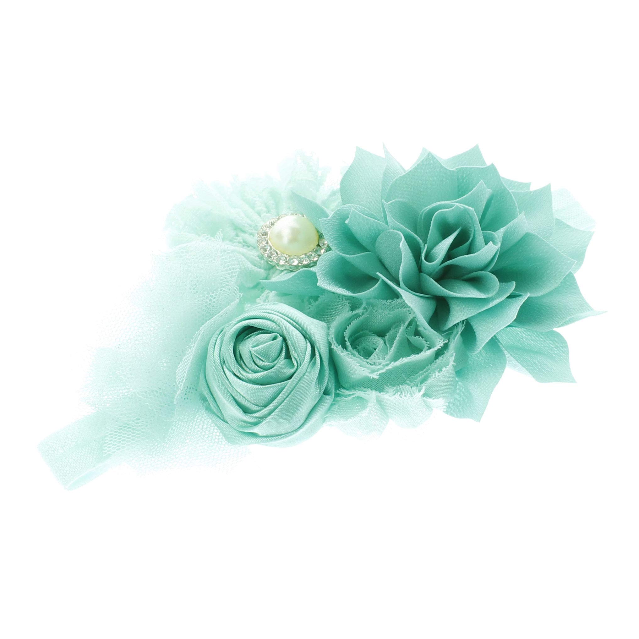 Lello Shabby Fabric Flower Cluster Headbands for Baby Girls & Toddlers - Stretchy Elastic Hair Accessories for Parties, Photography & Everyday Wear