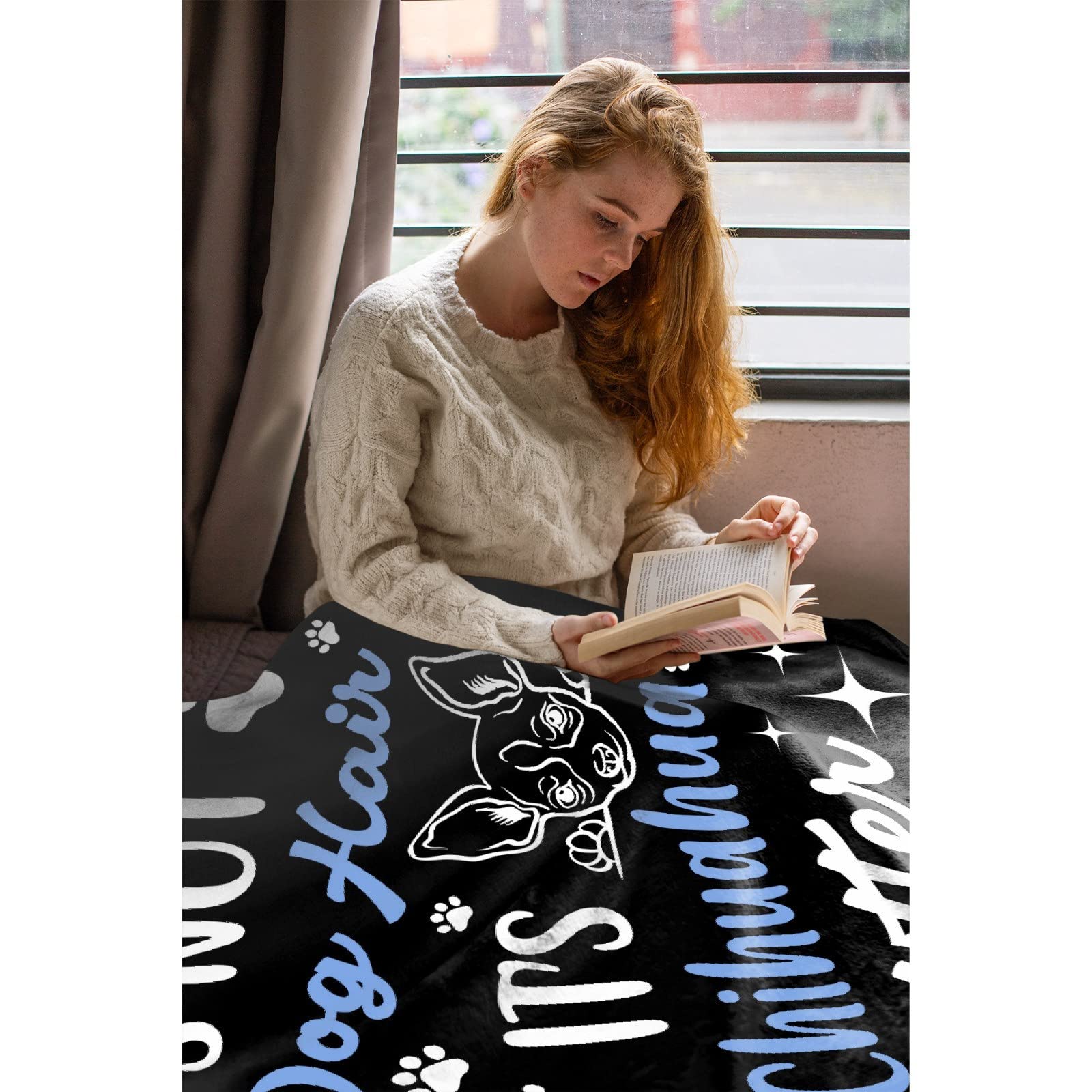 Super Soft Chihuahua Glitter Fleece Throw Blanket - 60 x 50 Inch Funny Pet Lover Gift for Bed, Couch & Sofa - Cozy Travel Blanket for Teens, Adults & Dog Owners - Perfect for Netflix Nights, Camping & Home Decor