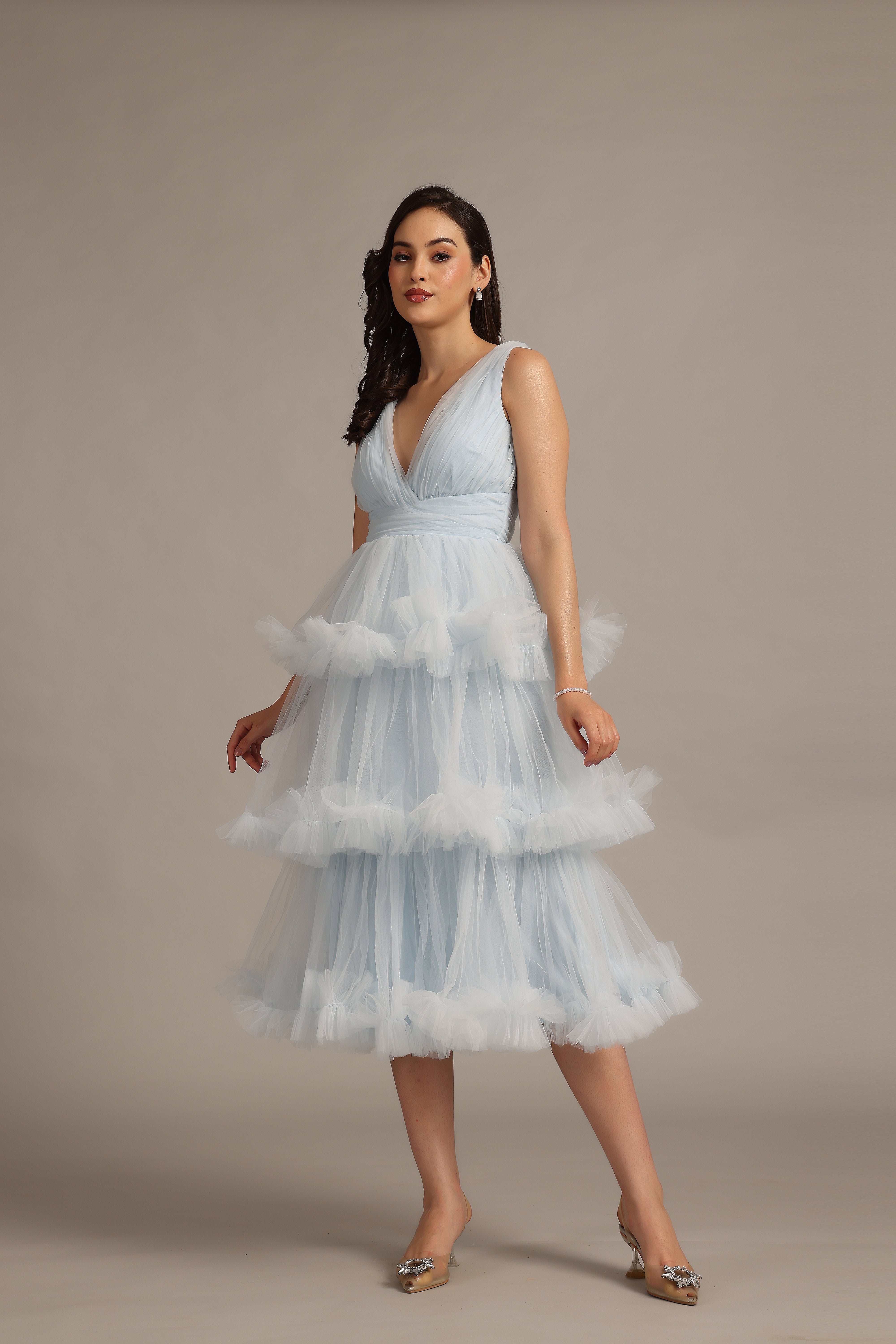 Neddin Midaxi Dress in Powder Blue - Elegant Casual Wear for Women, Perfect for Parties, Dates & Office Outfits