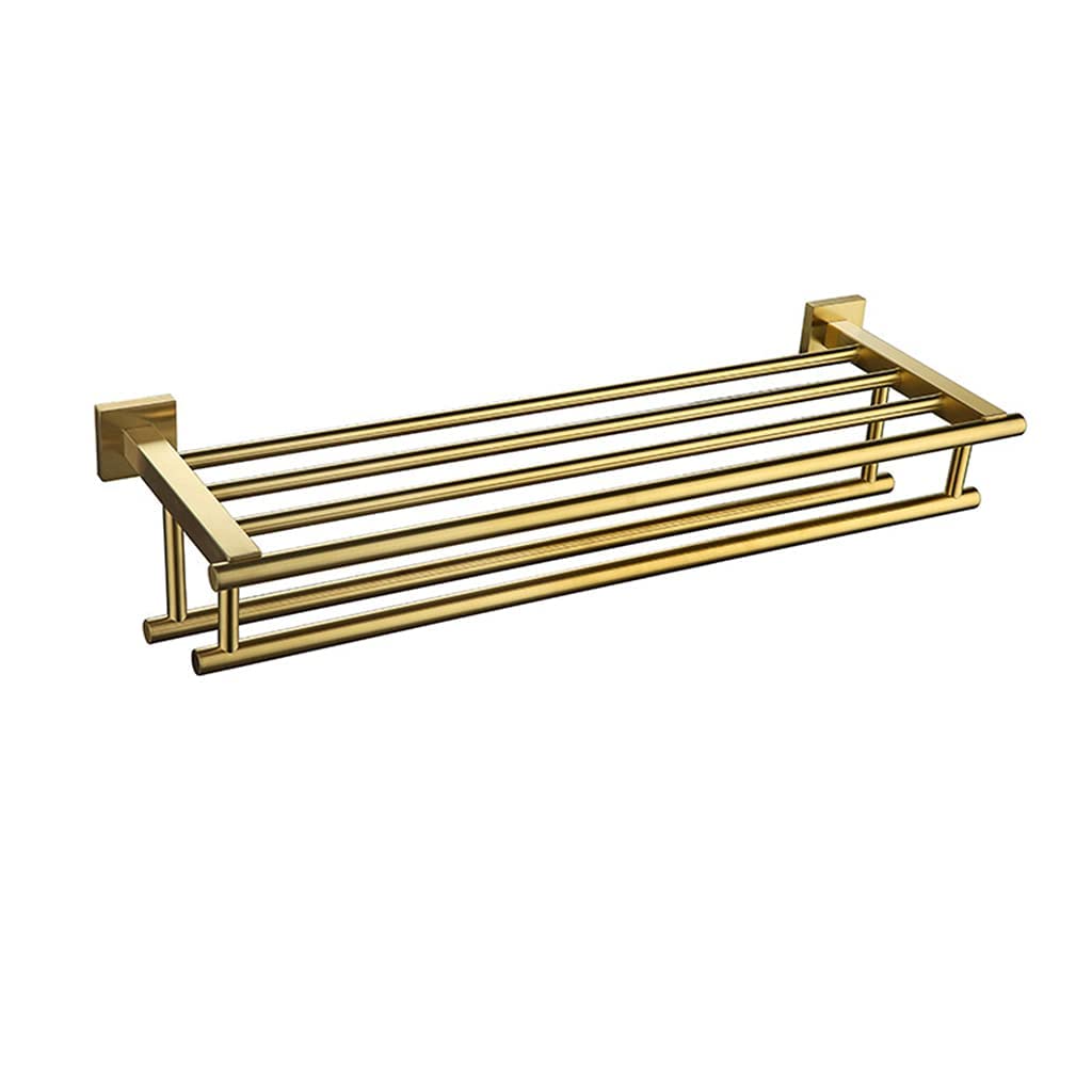 Brushed Gold Double Towel Bar - 40Cm Wall Mounted Stainless Steel Towel Rack - Waterproof & Rustproof for Bathroom & Kitchen - Perfect for Spa, Guest Bath, or Luxury Home Decor