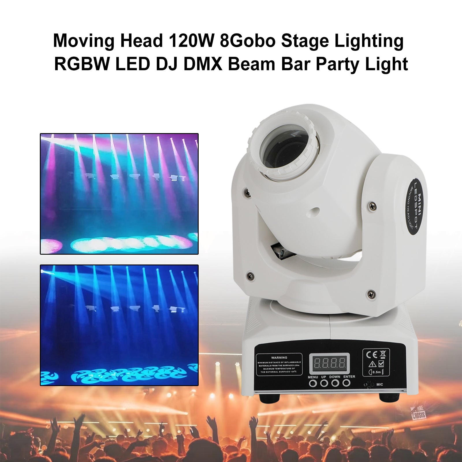 1/2/4 Set 120W RGBW LED Moving Head Light with 8 Gobo Patterns - DMX Stage Lighting for DJ, Bar, and Party Events - Perfect for Concerts, Clubs, and Nightlife Entertainment