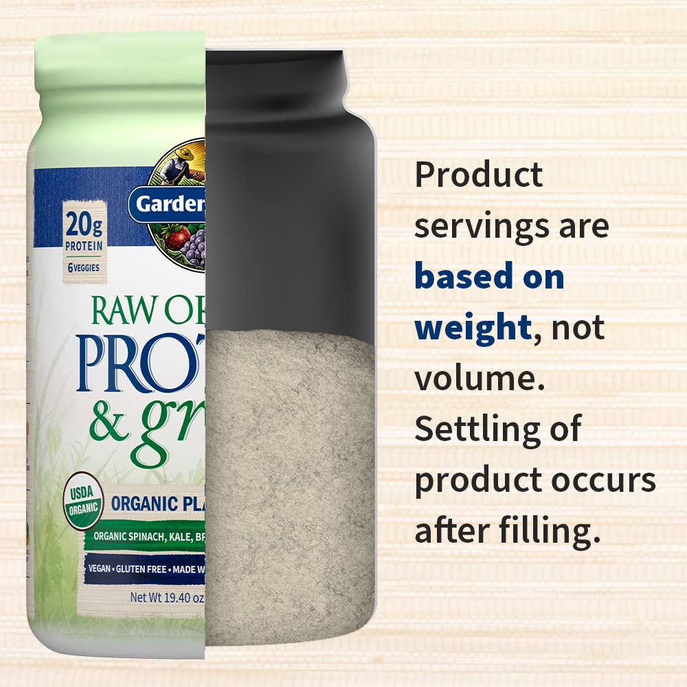 Garden of Life Raw Organic Protein & Greens - Vanilla Flavor Vegan Plant-Based Protein Powder with Pea Protein, Greens & Probiotics for Women & Men - Dairy Free, Gluten Free, Low Carb Shake (20 Servings) - Perfect for Post-Workout Recovery & Healthy Meal Replacement