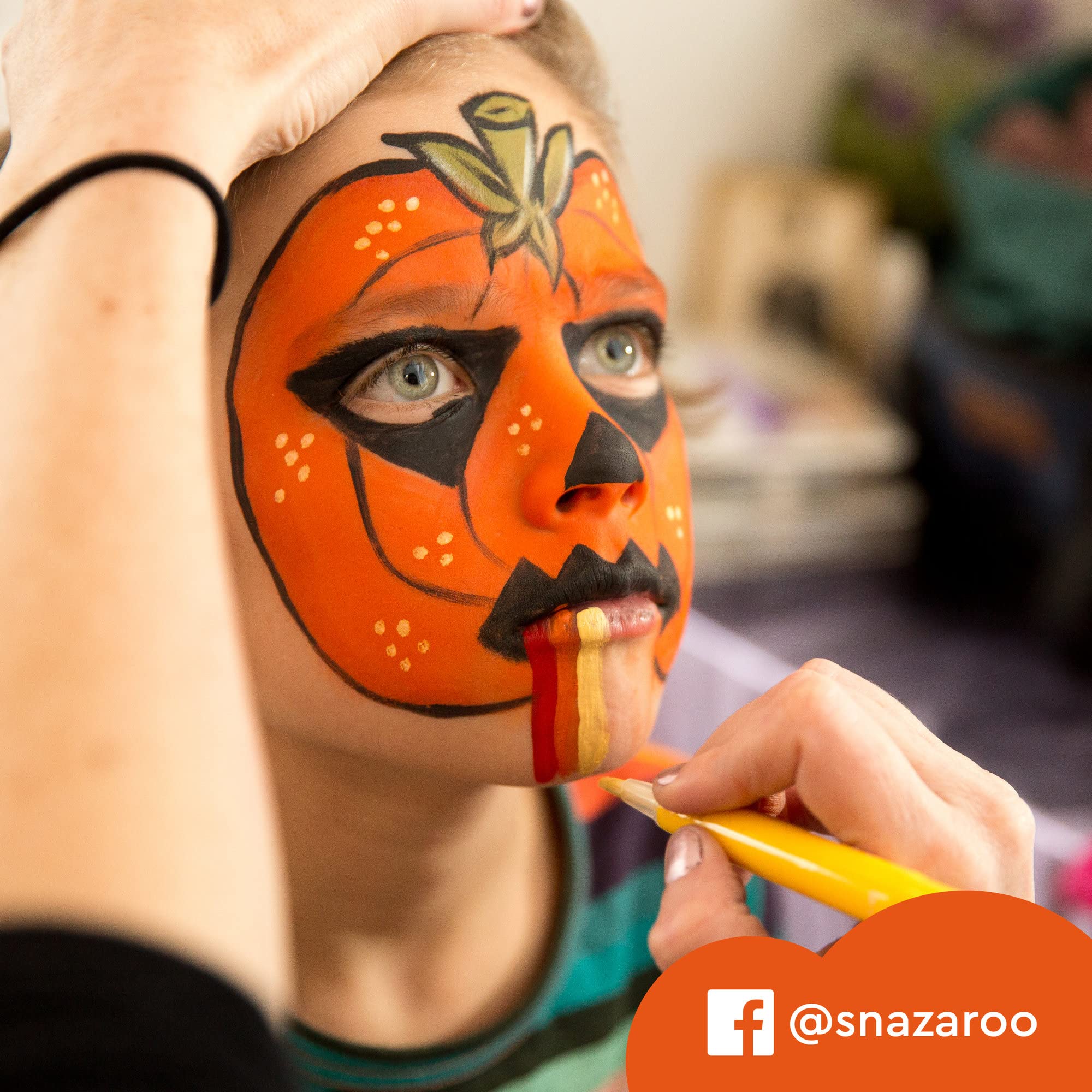 Snazaroo Halloween Face Paint Set - 3 Water-Based Markers (Black, White, Orange) for Kids & Adults | Safe, Washable Costume Makeup for Halloween Parties, School Events & Cosplay