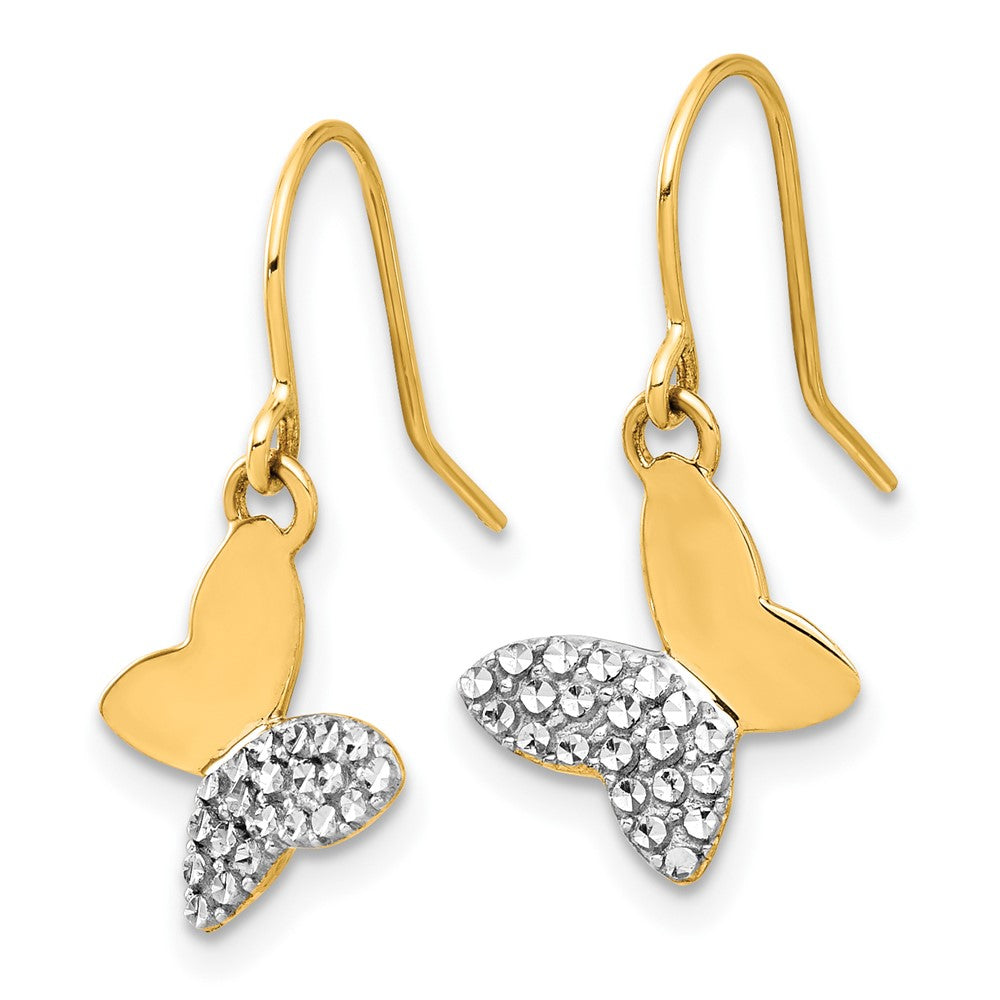 Gold Diamond Cut Butterfly Dangle Earrings TF2370 - Elegant Jewelry for Women, Perfect for Parties, Weddings & Special Occasions