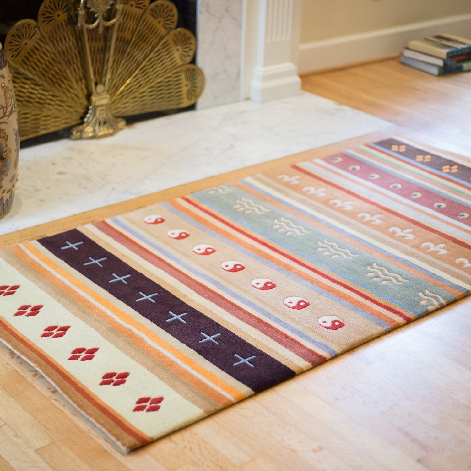 Handmade 100 Knot Tibetan Chuba Rug - Authentic Tibetan Wool Carpet for Home Decor, Living Room, Bedroom & Meditation Space