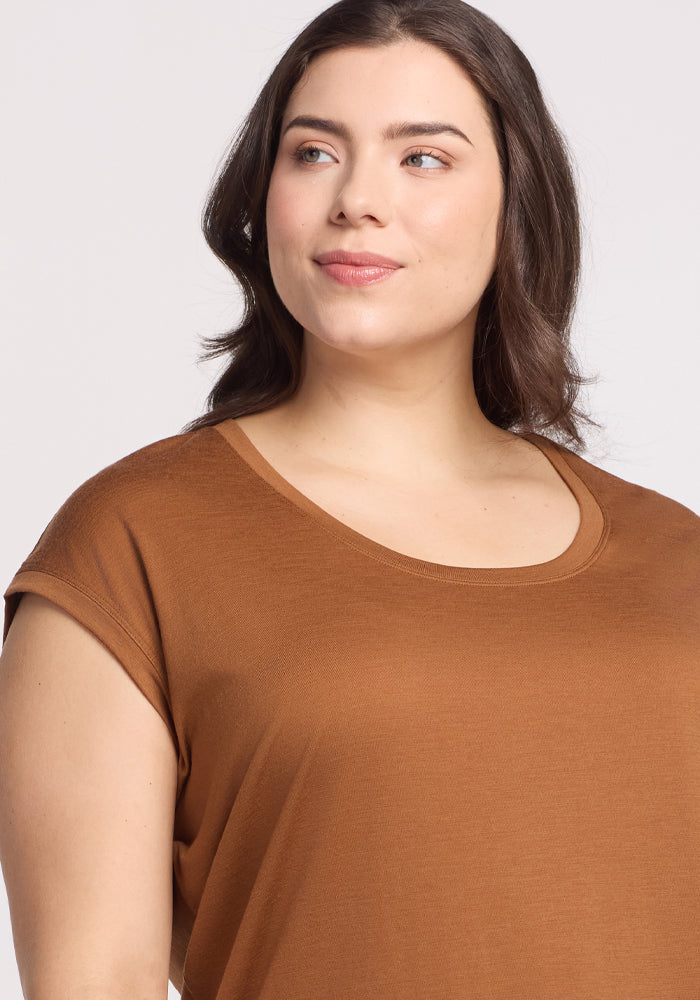 Gabi Tunic Top for Women - Sahara Dust Color Flowy Boho Blouse - Perfect for Casual Wear, Beach Cover-Up & Summer Outfits