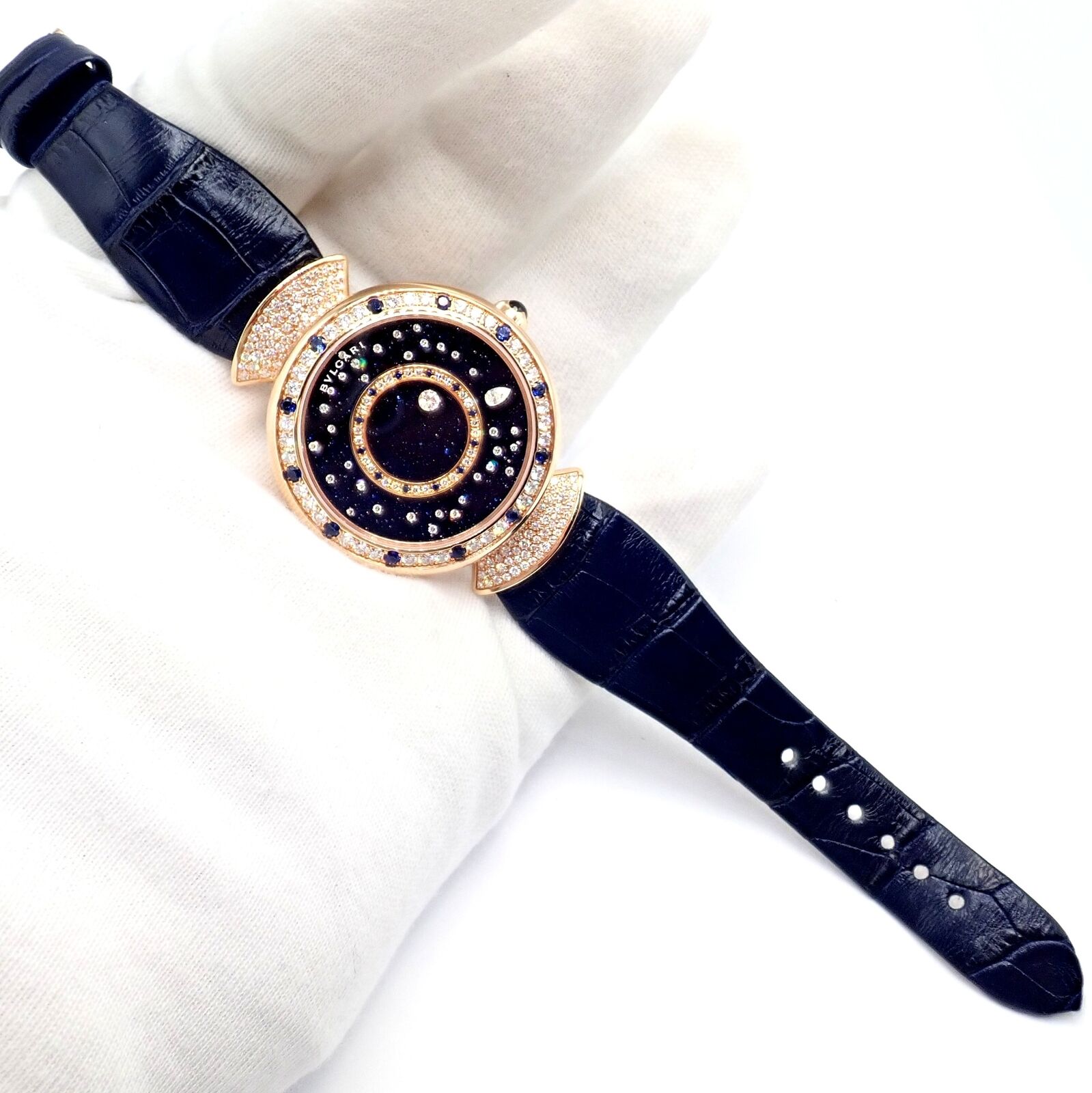 Bulgari 18k Rose Gold Diamond Sapphire Divas Dream Automatic Roman Night Watch - Luxury Women's Timepiece for Gala Events & Evening Occasions