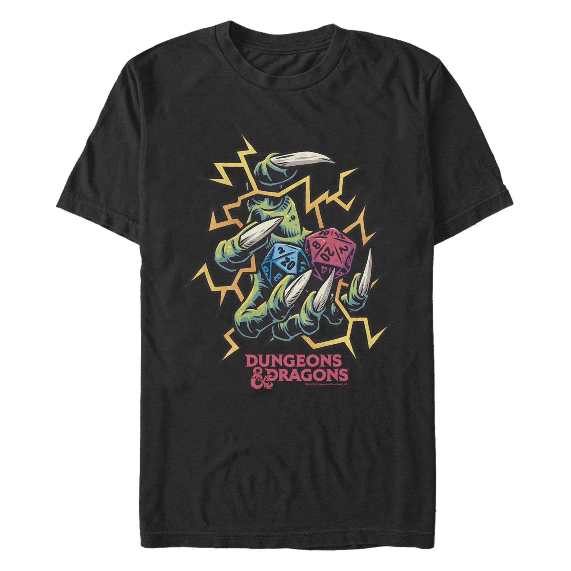 Men's Dungeons & Dragons Monster Claw Dice Roll Graphic T-Shirt | D&D RPG Gaming Tee for Tabletop Game Nights & Fantasy Conventions