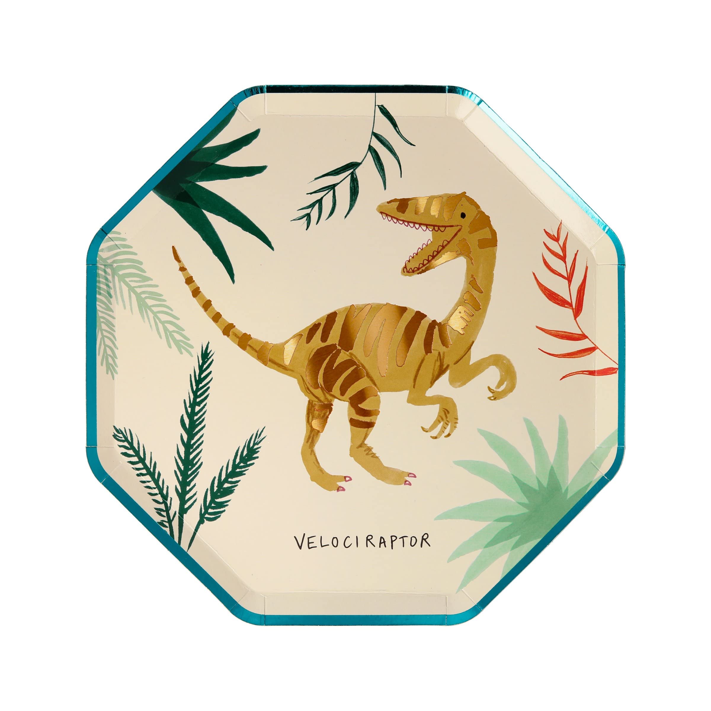 Meri Meri Dinosaur Kingdom Side Plates - 6 Pack Dinosaur Themed Kids Party Plates for Birthday Celebrations, Baby Showers & Fun Dinners - BPA Free Disposable Tableware