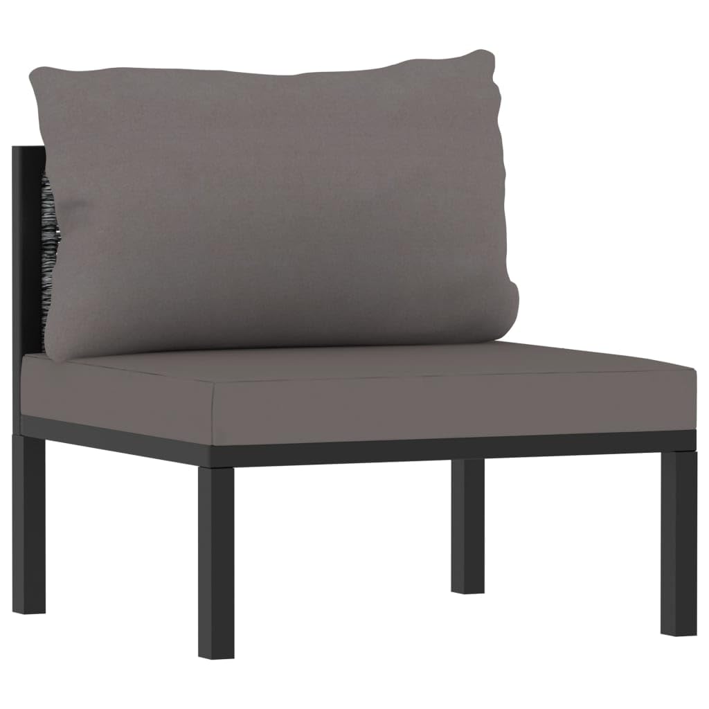 vidaXL 6-Piece Garden Lounge Set with Cushions - Patio, Balcony, Outdoor Seating Furniture - Poly Rattan Sofa & Chair Set in Anthracite - Perfect for Backyard Relaxation, Poolside Lounging, and Outdoor Entertaining