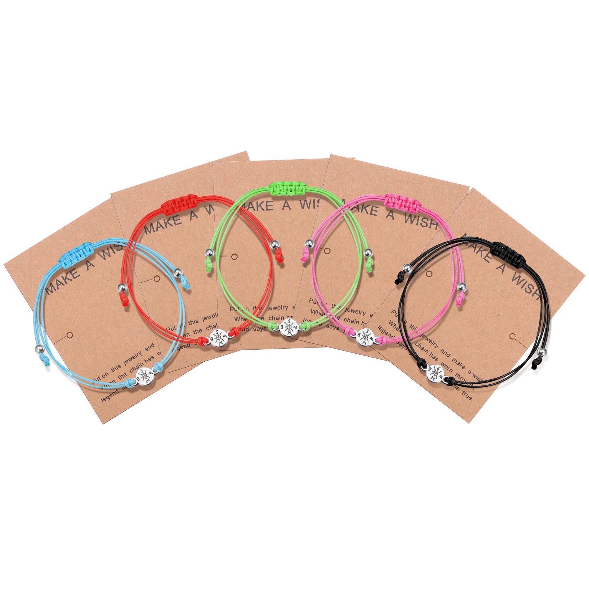 MILACOLATO 5-Pack Adjustable Friendship Bracelets Set for Girls - Sunflower, Compass, Cross & Evil Eye Designs - Handmade Cute Best Friend & Sister Jewelry Gift for Women (Includes Wish Card) | Perfect for Birthdays, Sisterhood Bonds & Meaningful Friendship Gifts