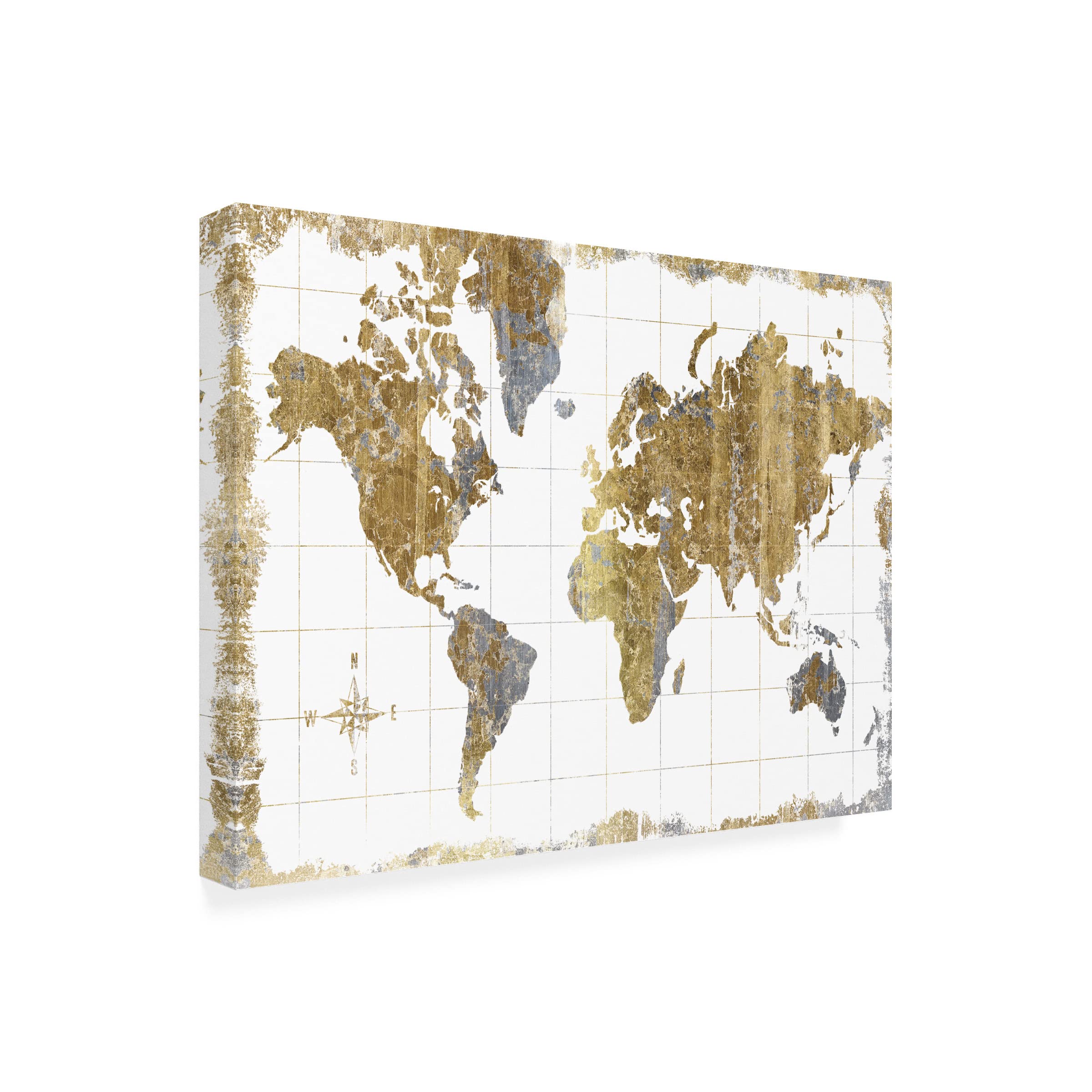 Trademark Fine Art 'Gilded Map' Canvas Wall Art Print by Wild Apple Portfolio - Elegant Home Decor for Living Room, Office & Bedroom