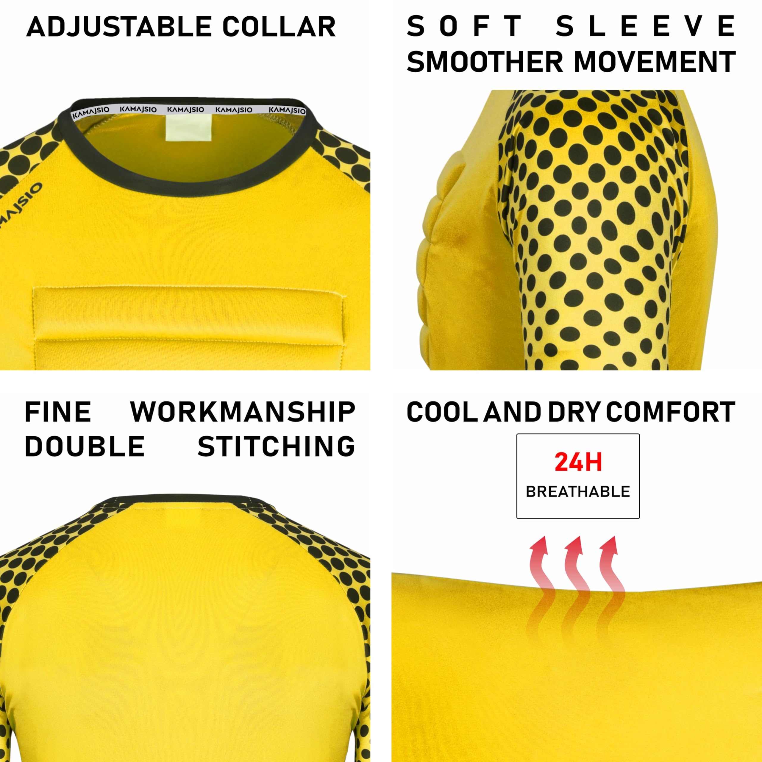 Youth Soccer Goalie Jersey with Elbow & Chest Pads - Breathable Goalkeeper Shirt for Kids & Adults - Perfect for Training, Matches, and Tournaments