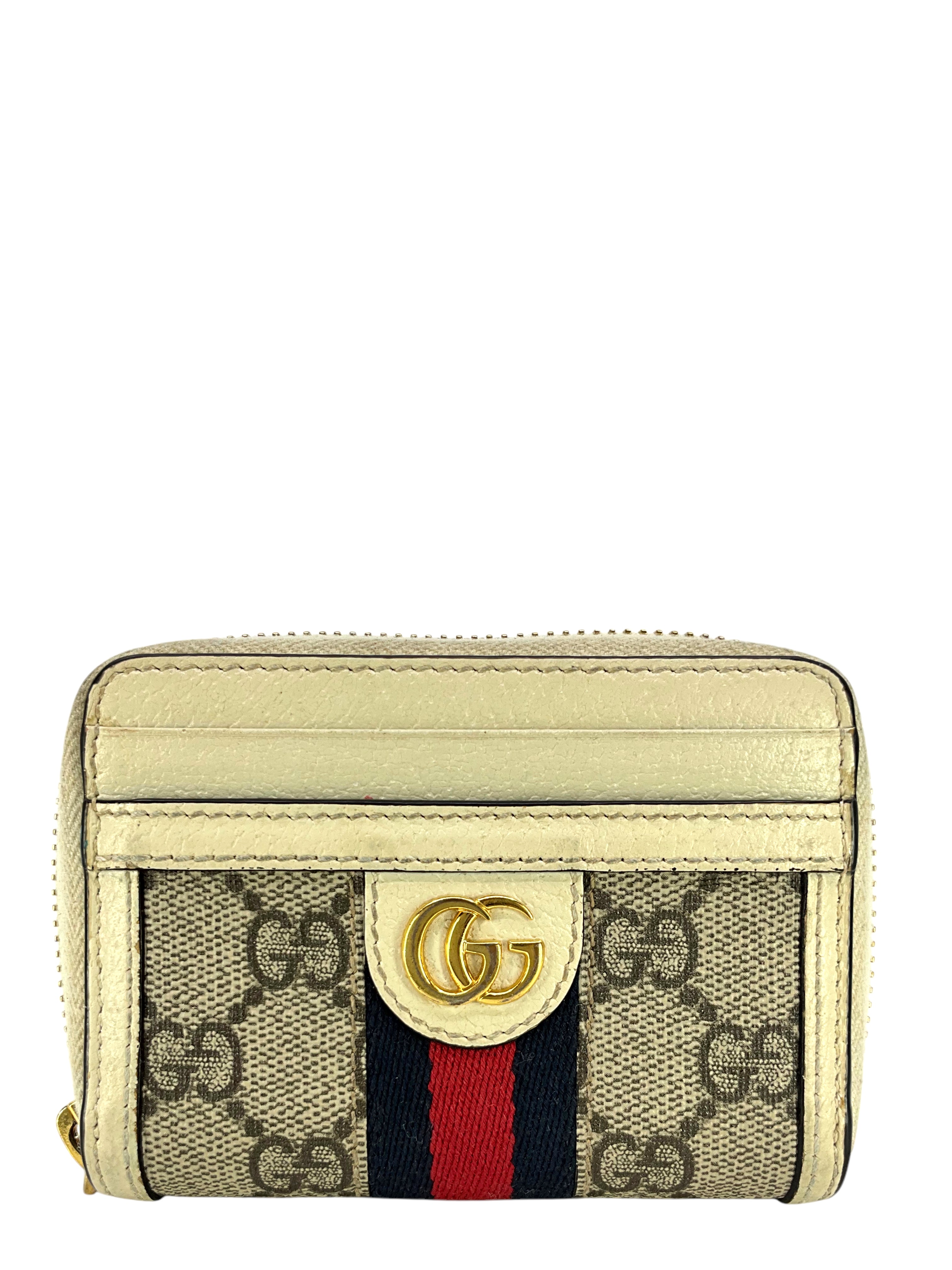 GUCCI Ophidia Supreme GG Card Case Wallet - Luxury Leather Card Holder for Men & Women - Perfect for Everyday Use, Travel & Business (Red)
