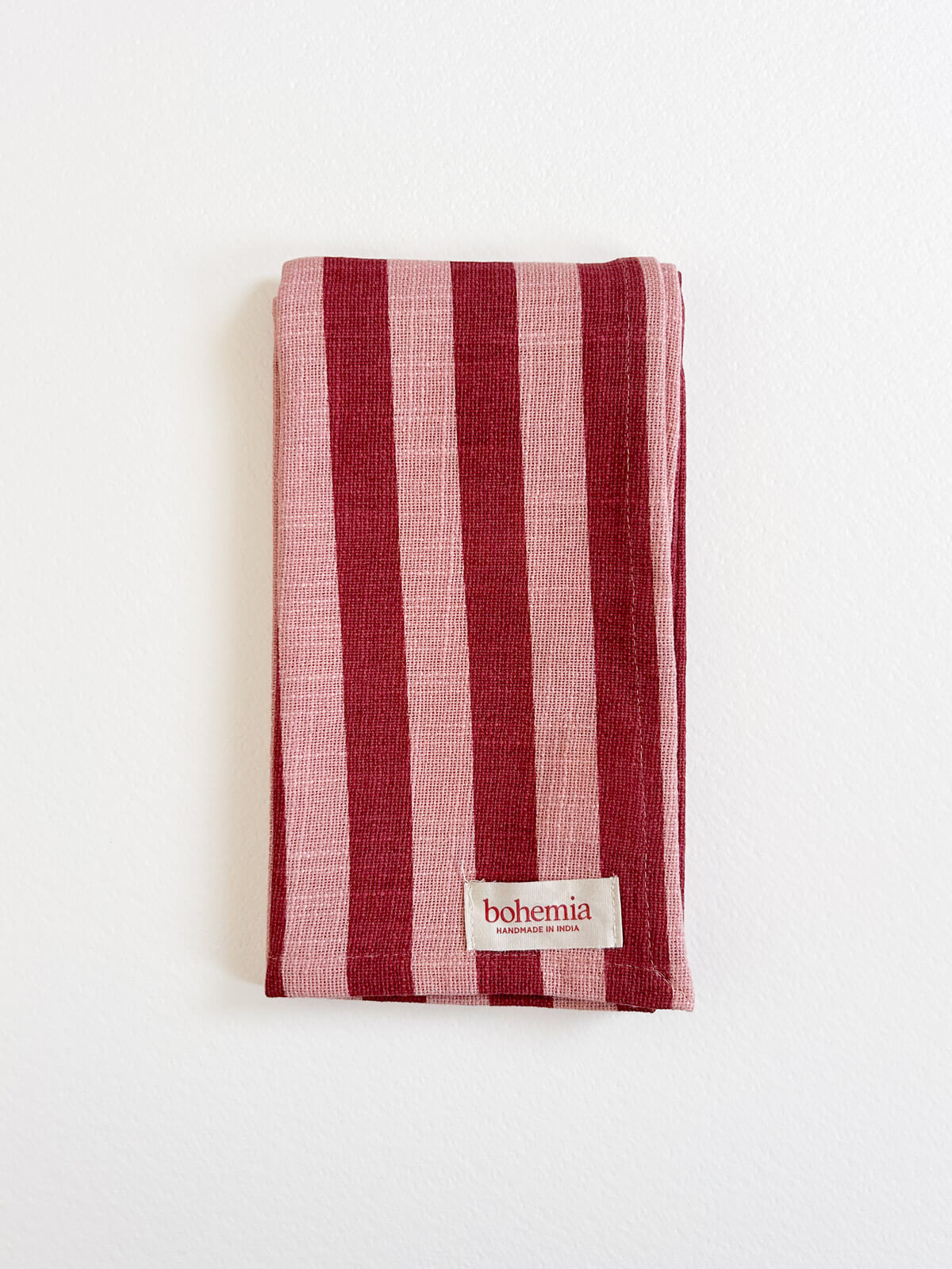 Jaipur Stripe Cotton Tea Towel - Pomegranate Red Kitchen Towel for Drying Dishes, Cleaning & Decor | Dish Towel Set for Home, Restaurant & Gift Giving