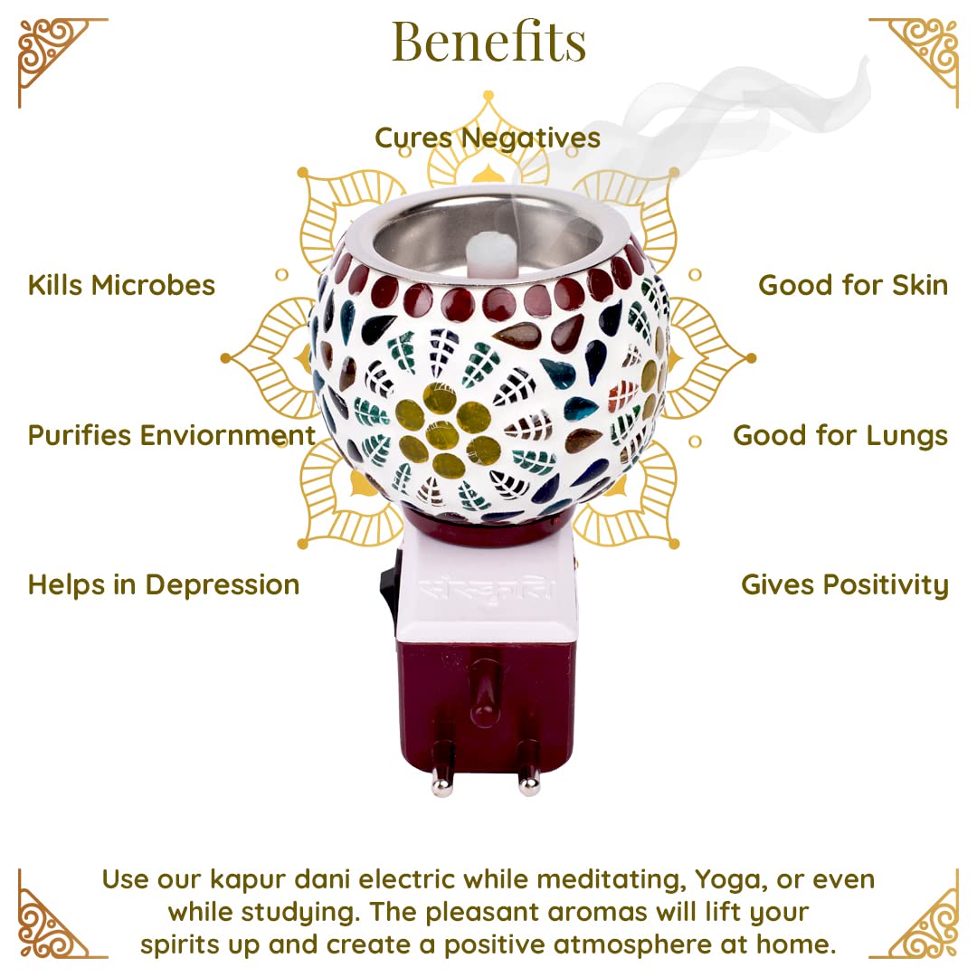 Prathna Ceramic Aroma Diffuser - Multi-Functional Essential Oil Warmer & Night Light with On/Off Switch, Perfect for Aromatherapy, Home Fragrance, and Relaxation | Dn_17 (Round)