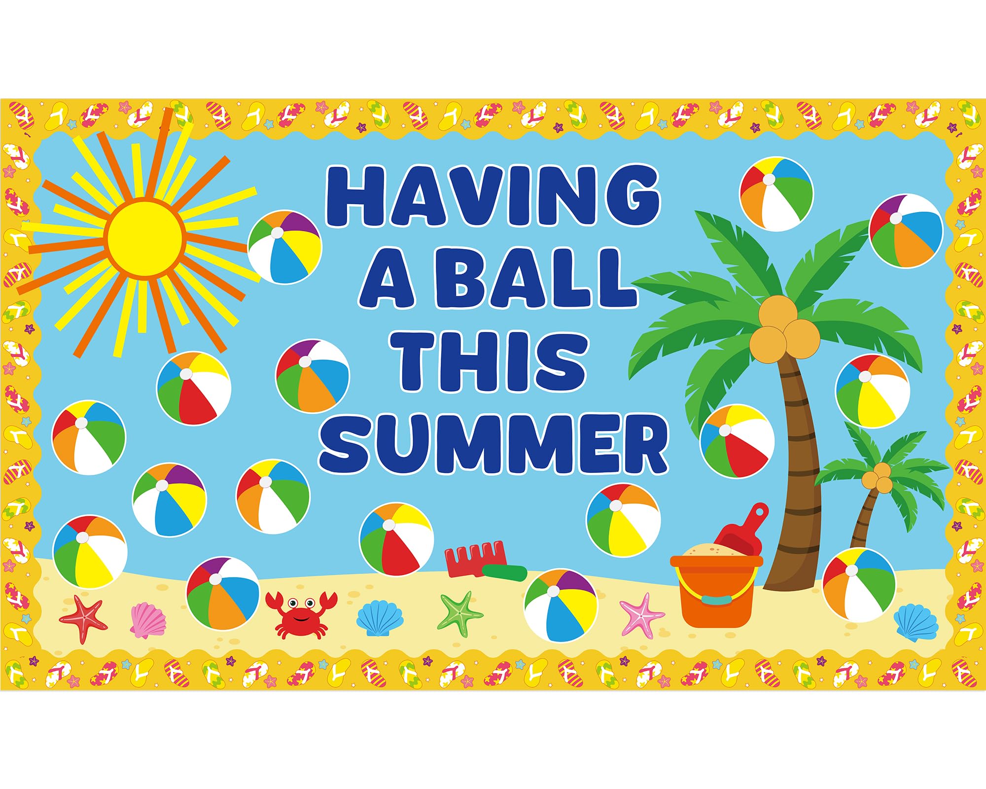 105 Pcs Summer Beach Ball Bulletin Board Decorations - Colorful Cutouts for Classroom, Office & Party Decor - Perfect for Summer Themes, Back to School, Beach Parties & Seasonal Displays