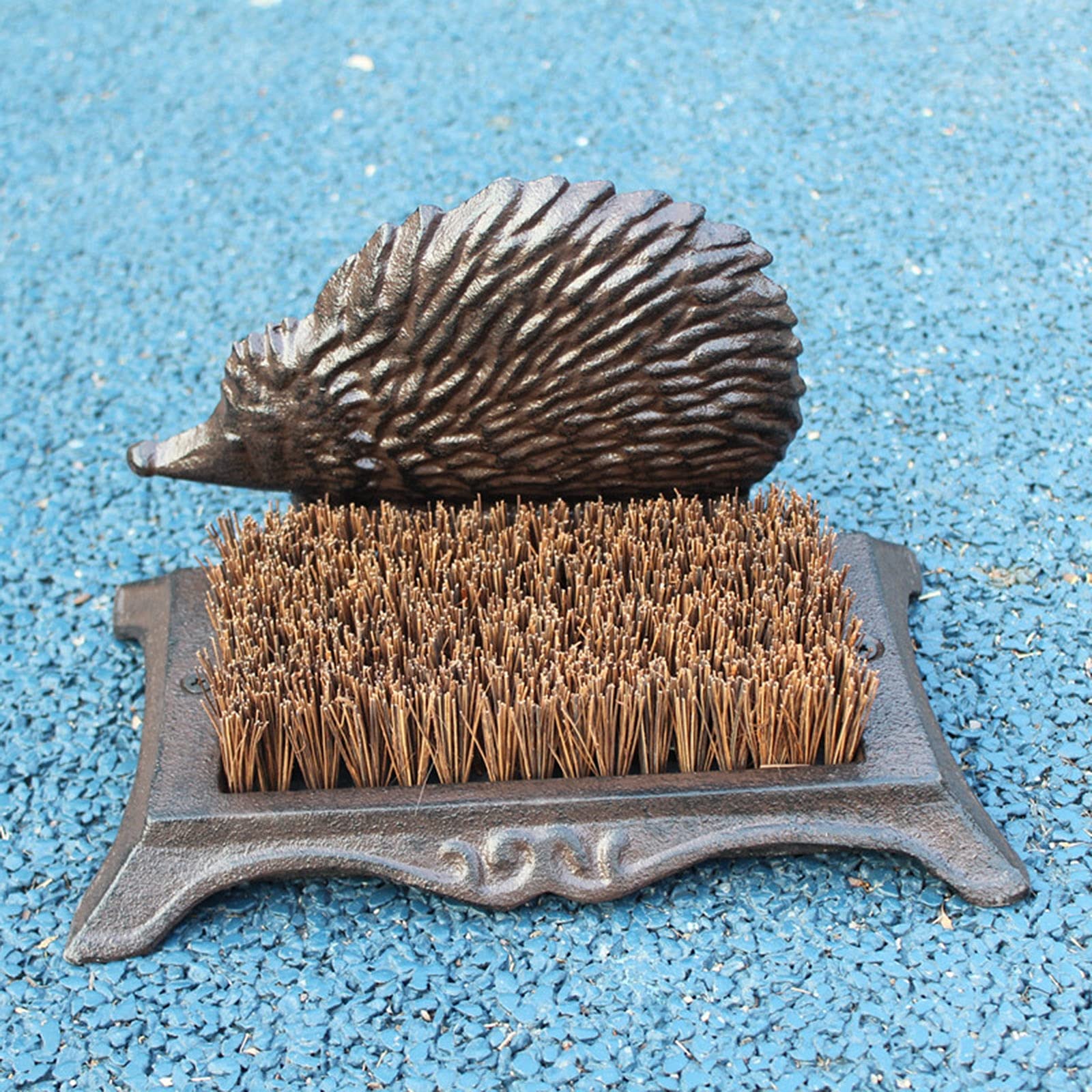 RAFCAR Boot Brush & Shoe Cleaner - Antique Brown Cast Iron Hedgehog Design, Mud Scraper for Shoes & Boots - Perfect for Front Door, Porch, Garden, Entryway & Yard Cleaning