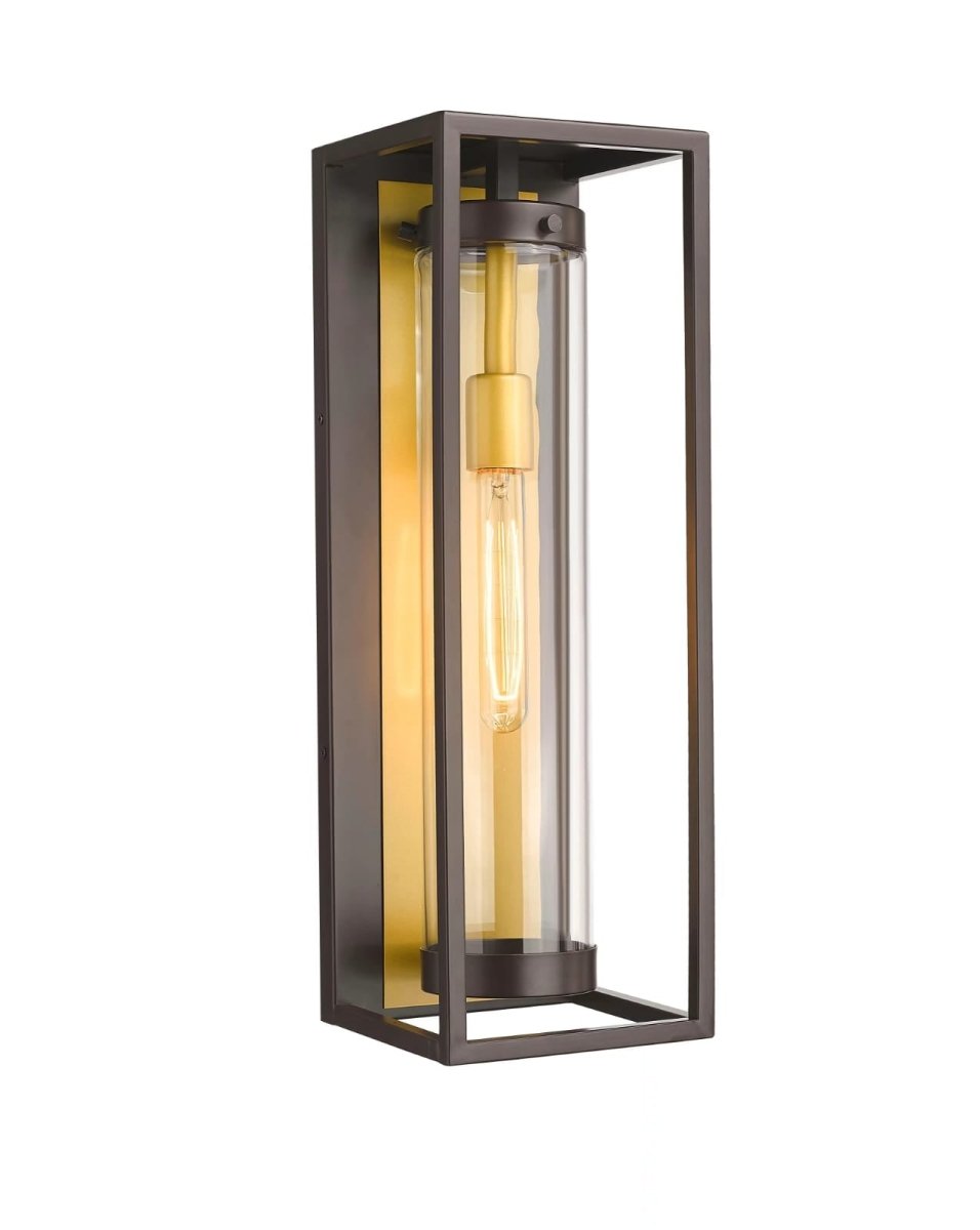 21 Inch Bronze Outdoor Rectangular Wall Light with Clear Glass Shade - E26 Socket for 60W Bulb (21H x 7W) - Perfect for Porch, Patio, and Garden Lighting