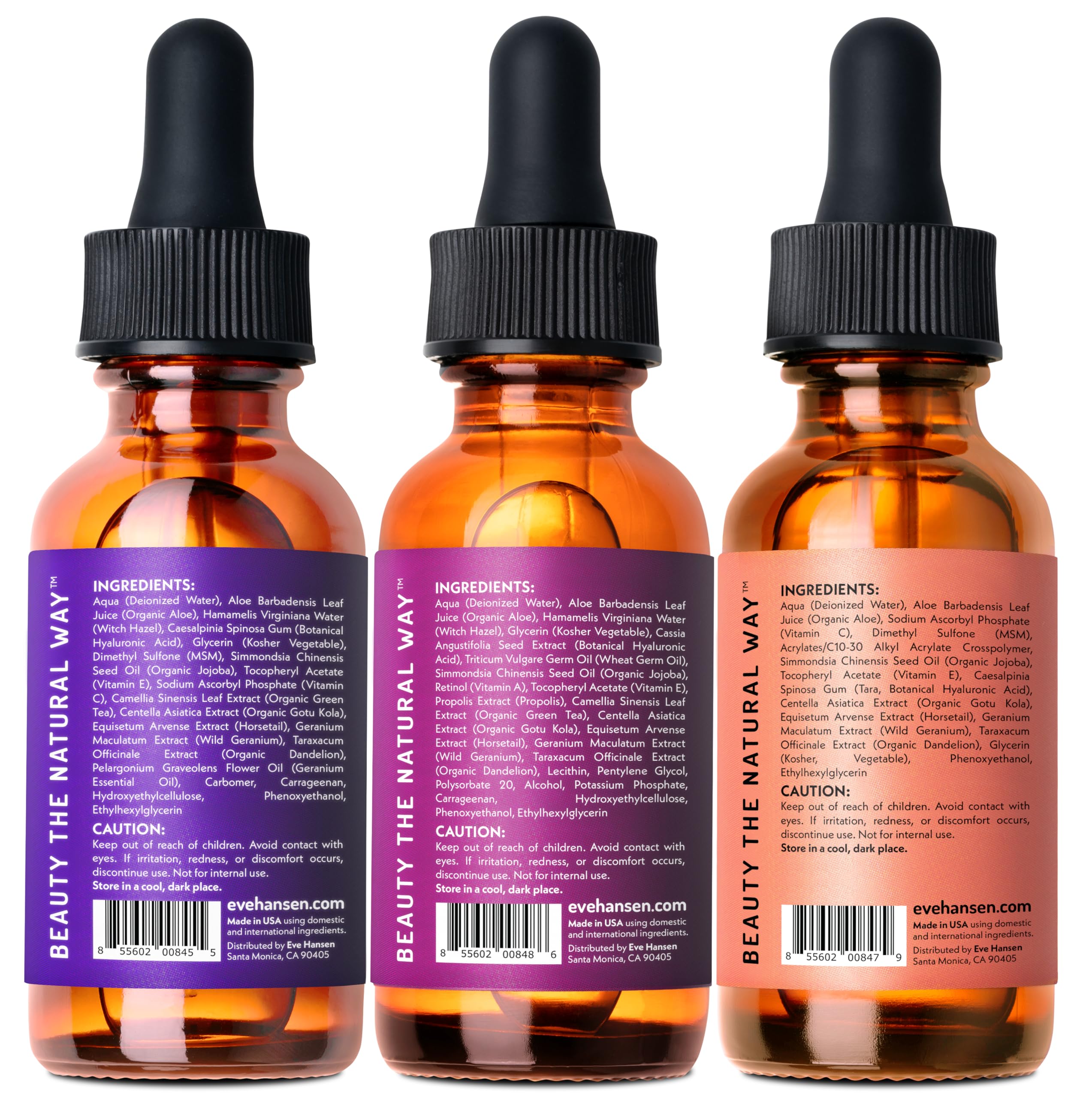 Eve Hansen Facial Serum Set - Vitamin C Serum, Hyaluronic Acid Serum & Retinol Serum for Hydration & Anti-Aging | 3-Piece Skincare Set (3x1 oz) | Perfect for Night Routine & Glowing Skin