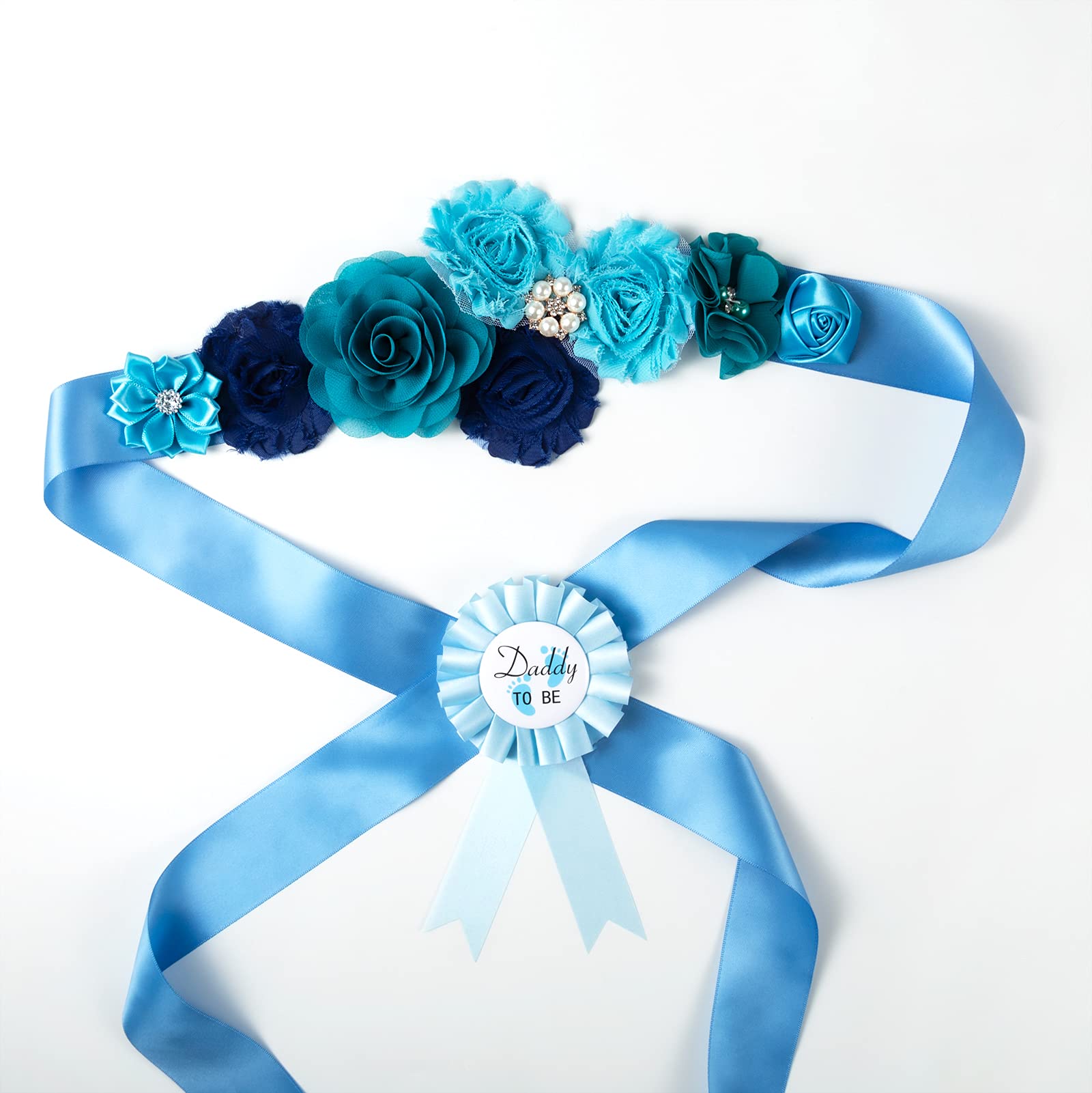 Baby Shower Sash for Mom - Royal Blue Gender Reveal Keepsake