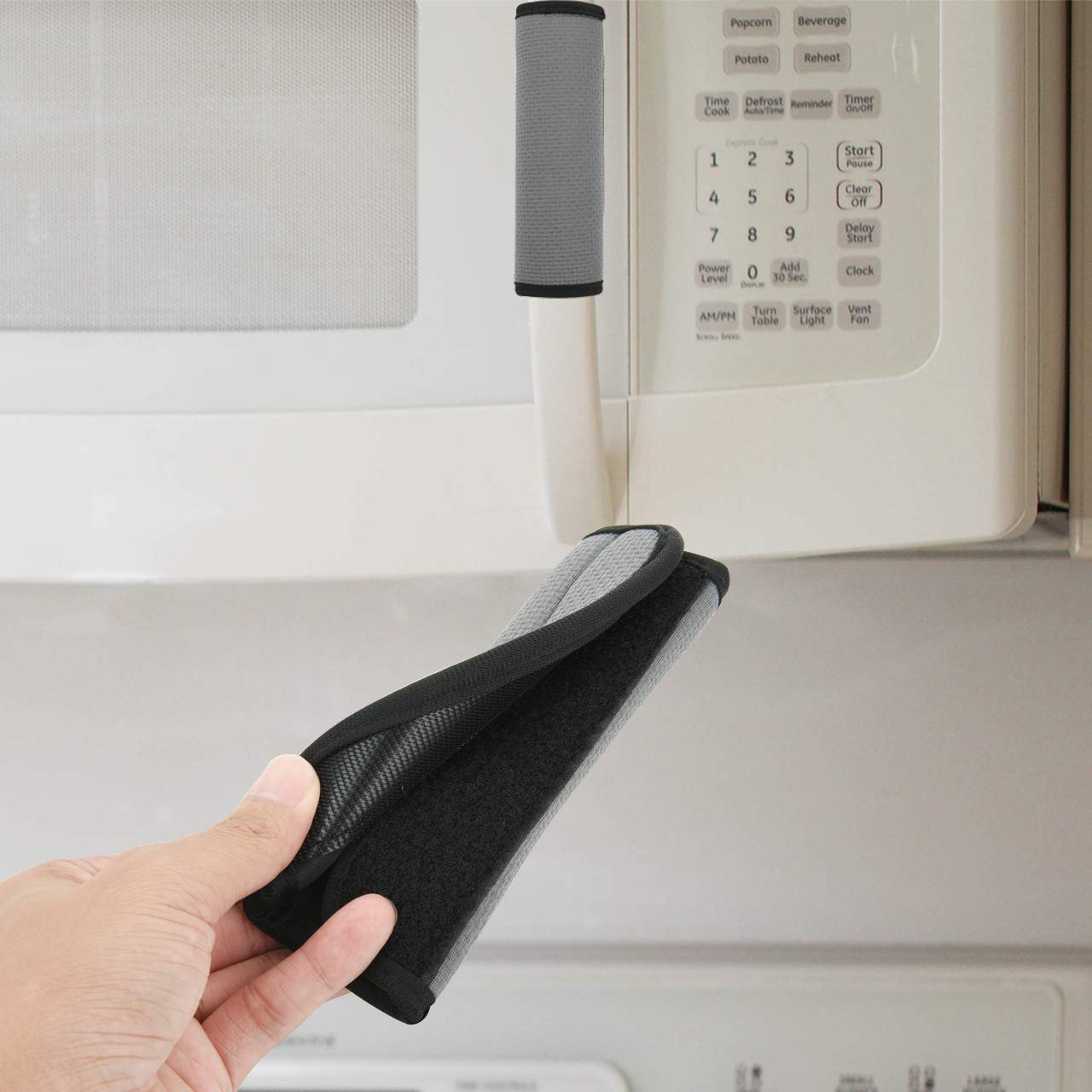 2-Pack Microwave Oven Door Handle Cover - Heat Resistant, Non-Slip Grip Protector for Microwave, Dishwasher & Refrigerator Handles (Gray) - Perfect for Kitchen Safety & Easy Cleaning