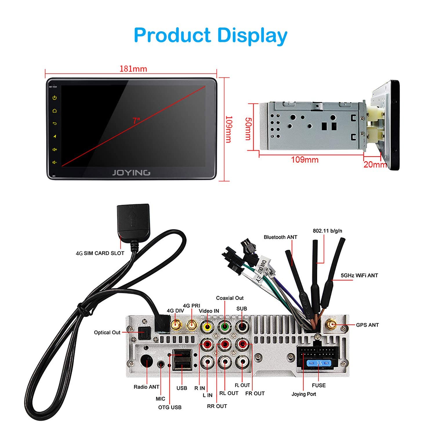 JOYING Android 10 Single Din Car Stereo - 7 Inch Touch Screen Bluetooth 5.1 Radio with GPS Navigation, MP5 Player, FM/AUX/USB/SD Input, Hands-Free Calling | Perfect for Road Trips, Commuting & In-Car Entertainment