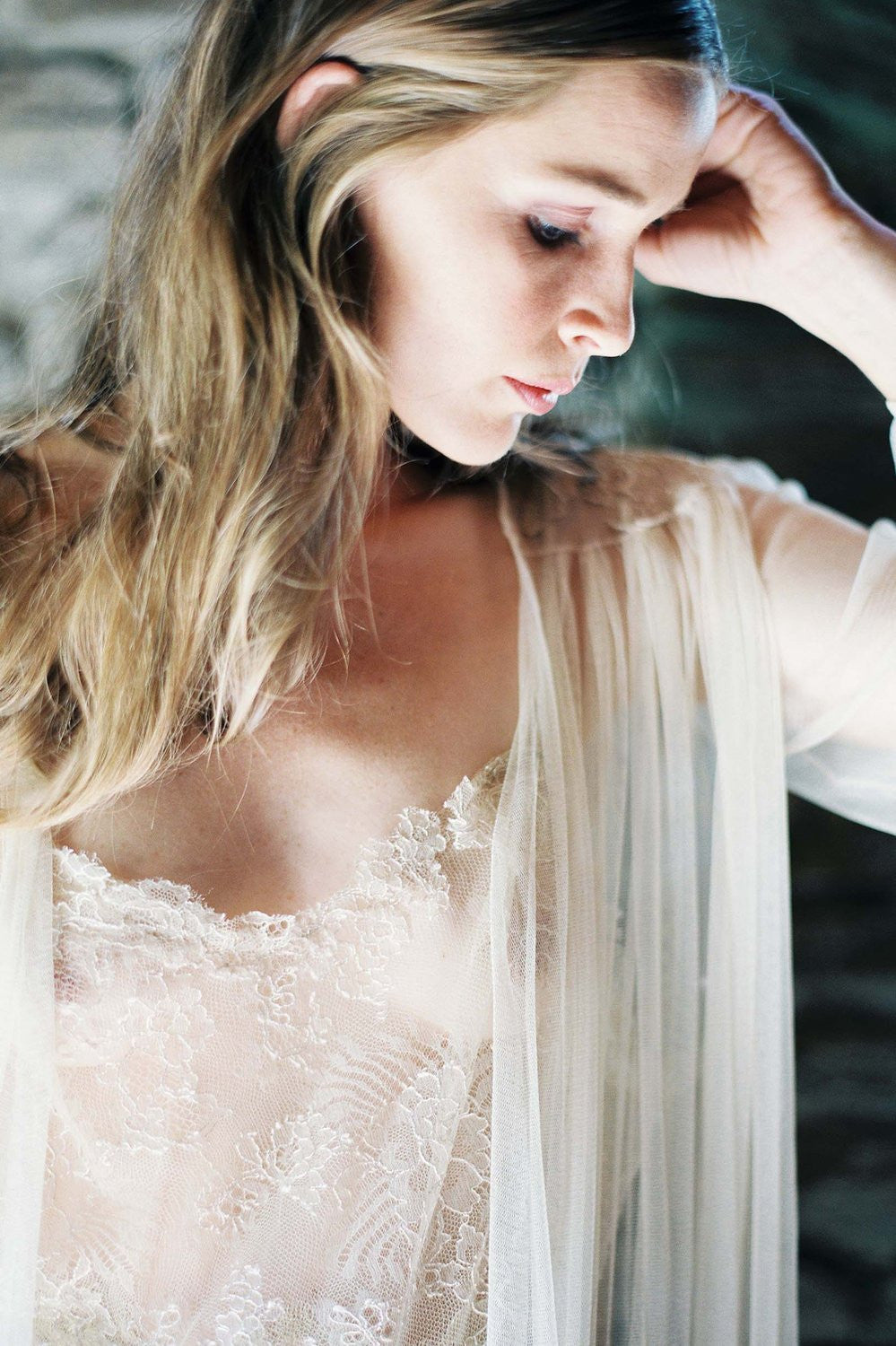 Magnolia French Chantilly Lace & Tulle Bodysuit in Nude - Elegant Lingerie for Weddings, Boudoir & Special Occasions