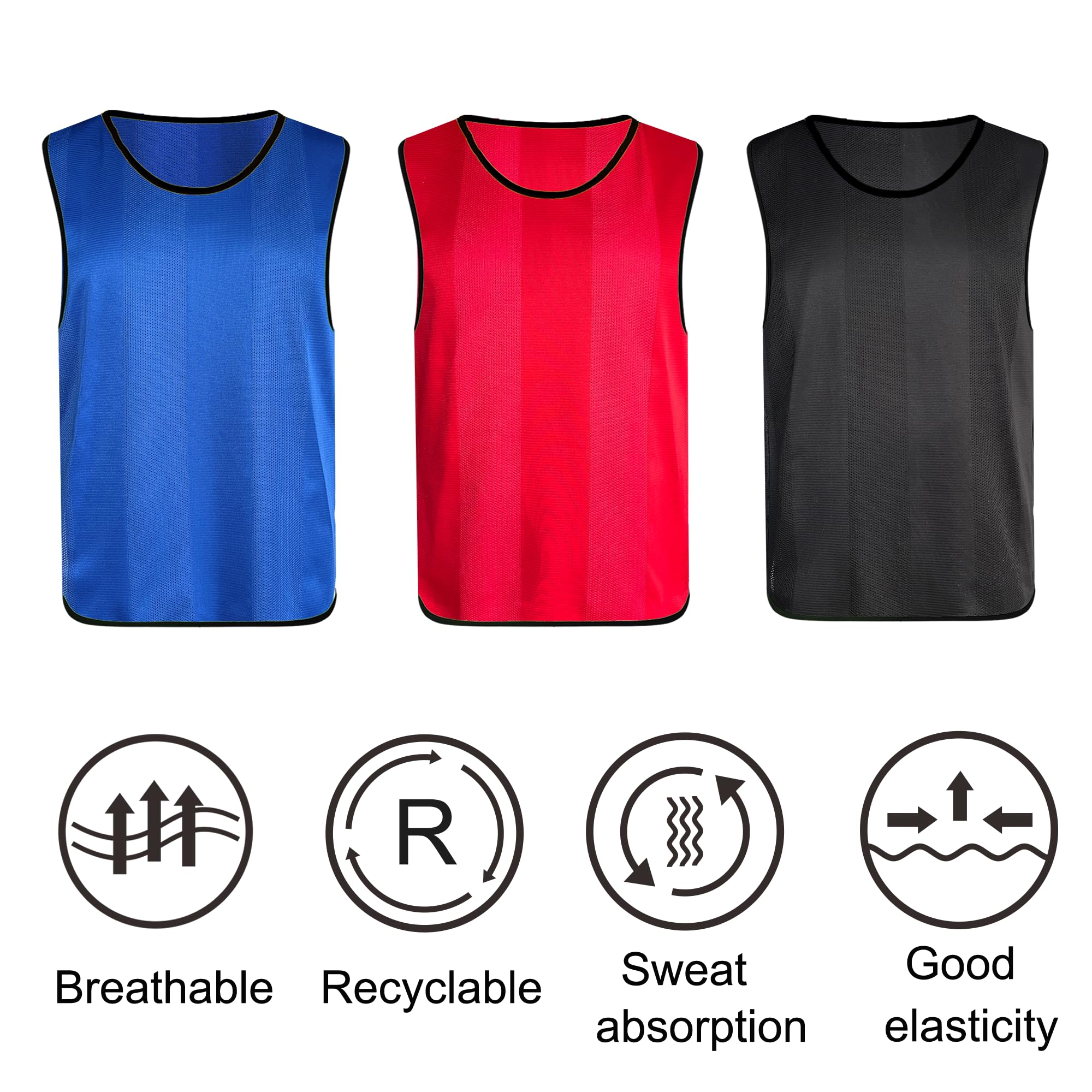 Senston 6/12 Pack Reversible Scrimmage Vests for Football & Soccer Training - Breathable Mesh Pinnies for Adults & Youth - Perfect for Team Practice, Gym Class & Sports Drills