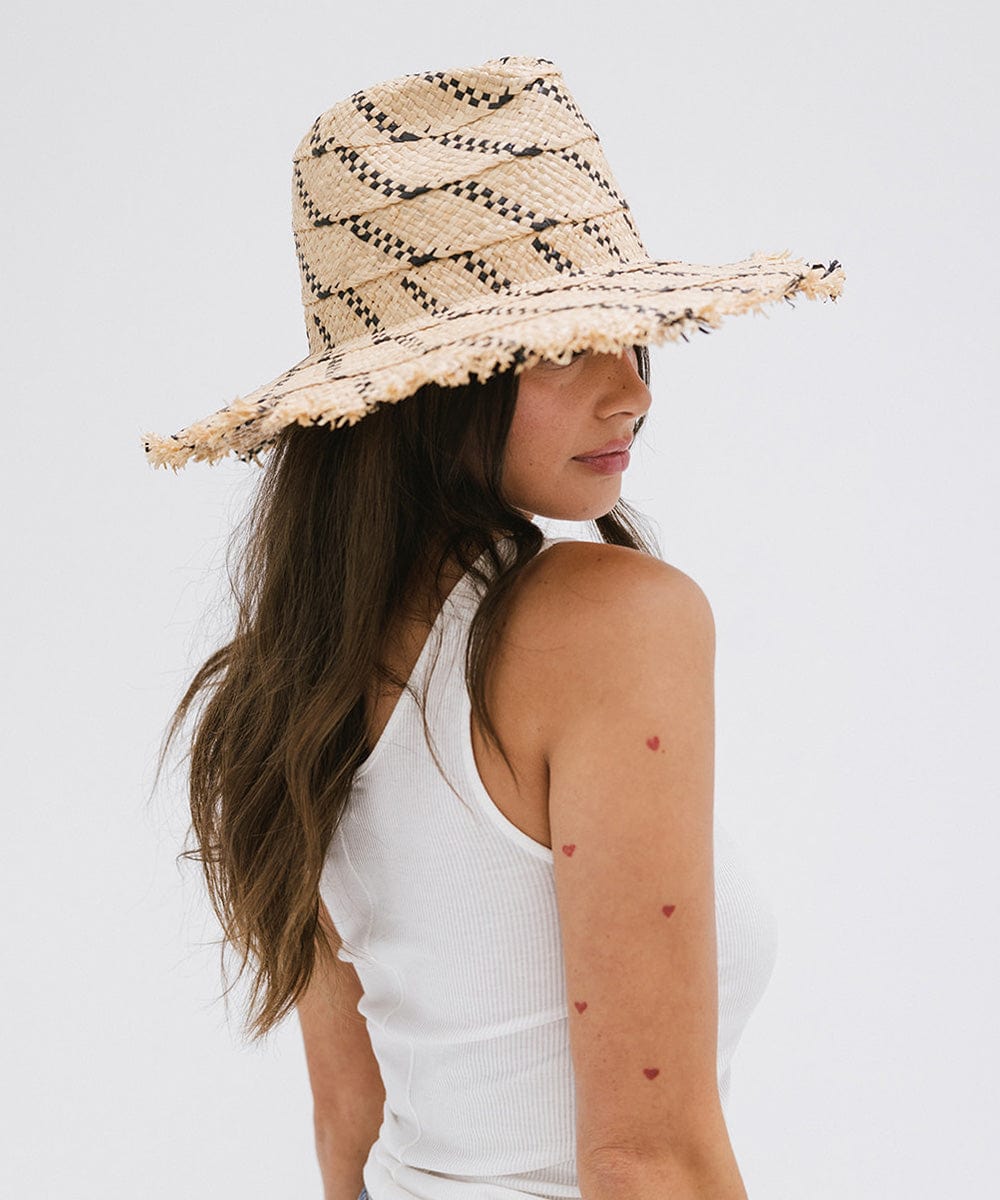 Gemma Wide Brim Straw Hat for Women - Summer Beach Sun Hat with UPF 50+ Protection - Perfect for Vacation, Pool Party, and Outdoor Activities