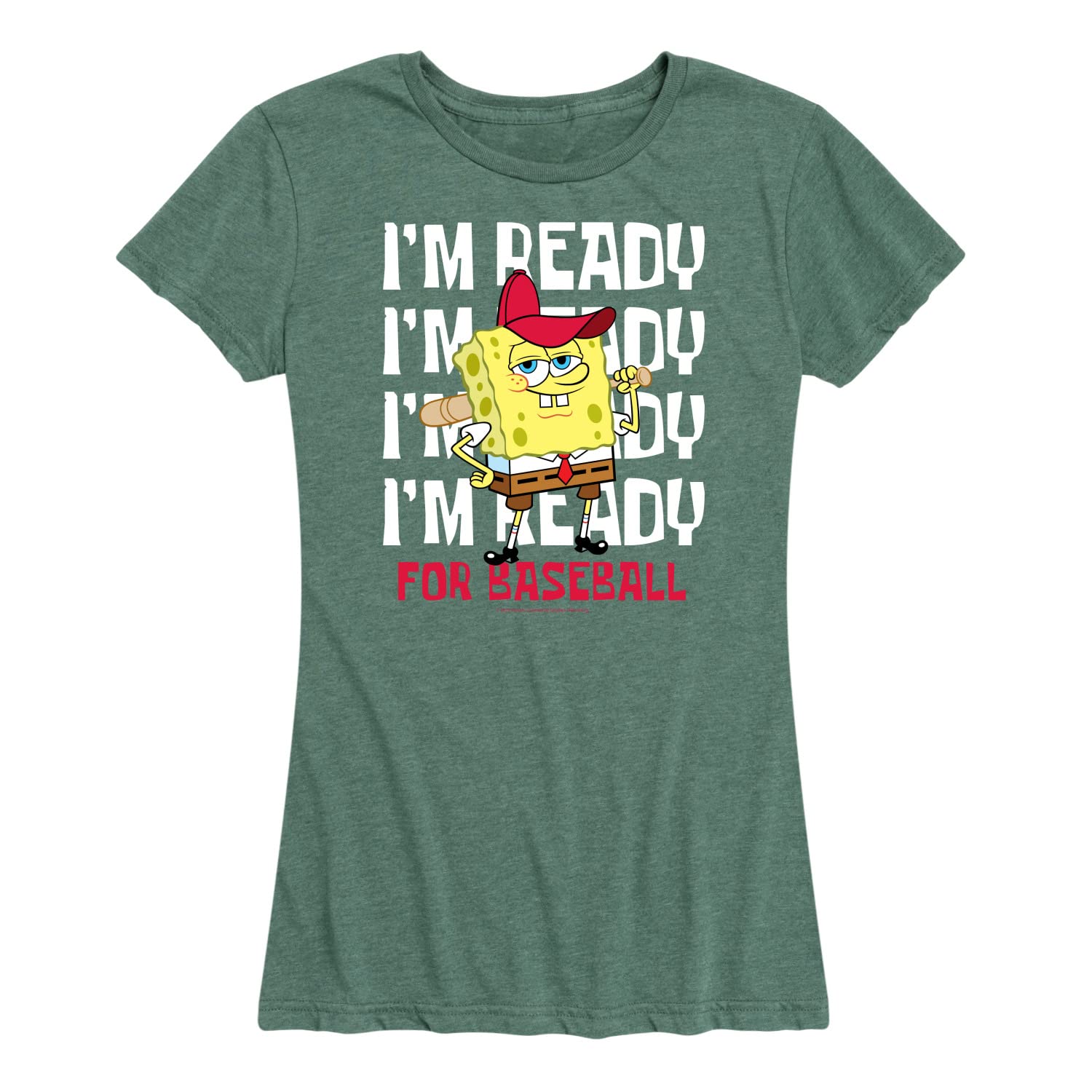 Spongebob Squarepants Baseball Graphic T-Shirt for Women - Soft Cotton Short Sleeve Tee - Casual Wear, Sports Fan Outfit & Gift Idea