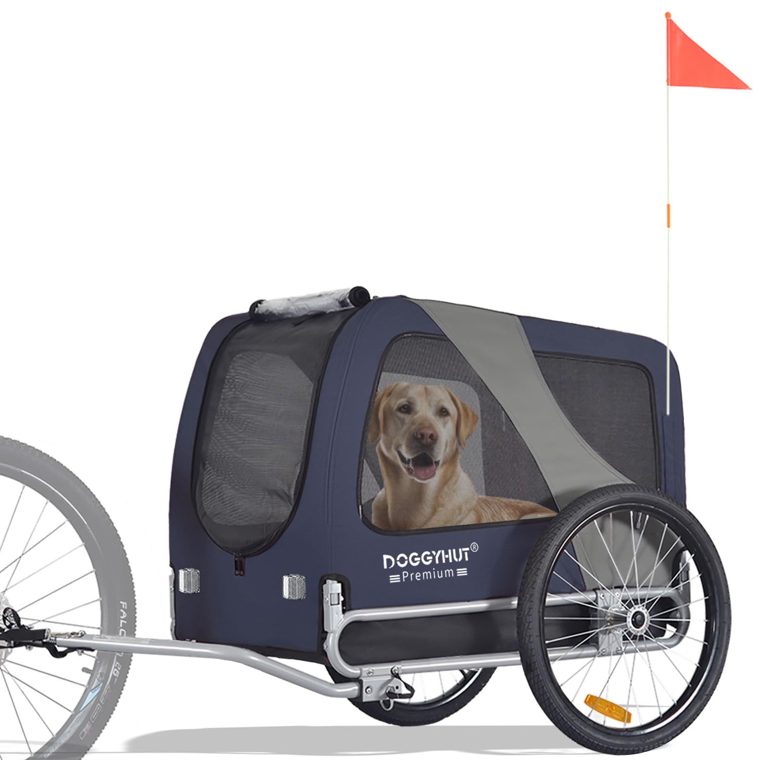 DOGGYHUT® Premium Large Dog Bike Trailer - Heavy Duty Pet Bicycle Carrier for Medium & Large Dogs Up to 78 lbs - Low Center Gravity Design & Easy Fold Frame - Perfect for Cycling, Jogging & Outdoor Adventures with Your Dog